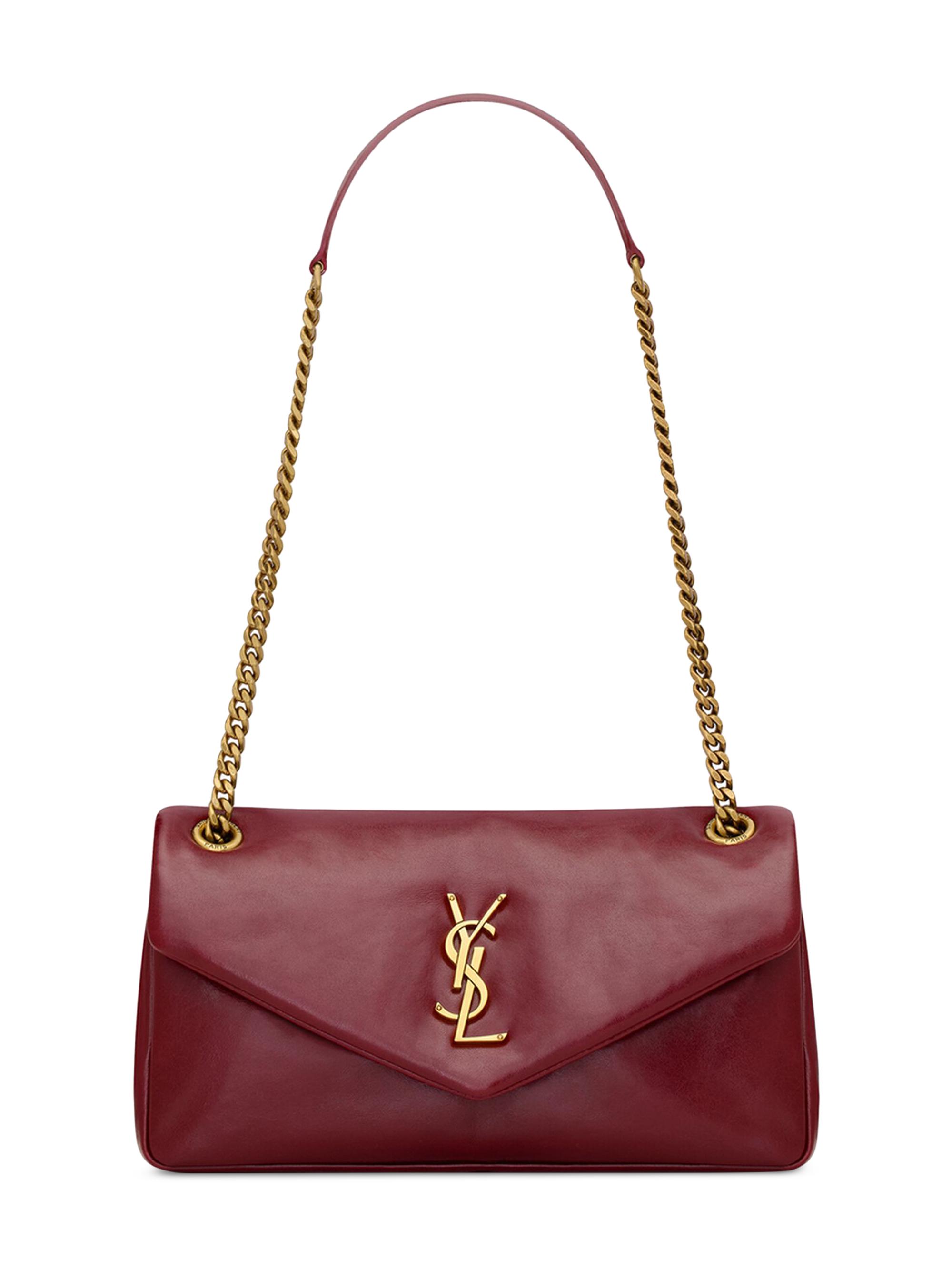 Saint Laurent Women's Calypso  Bag in Shiny Leather - Rubis