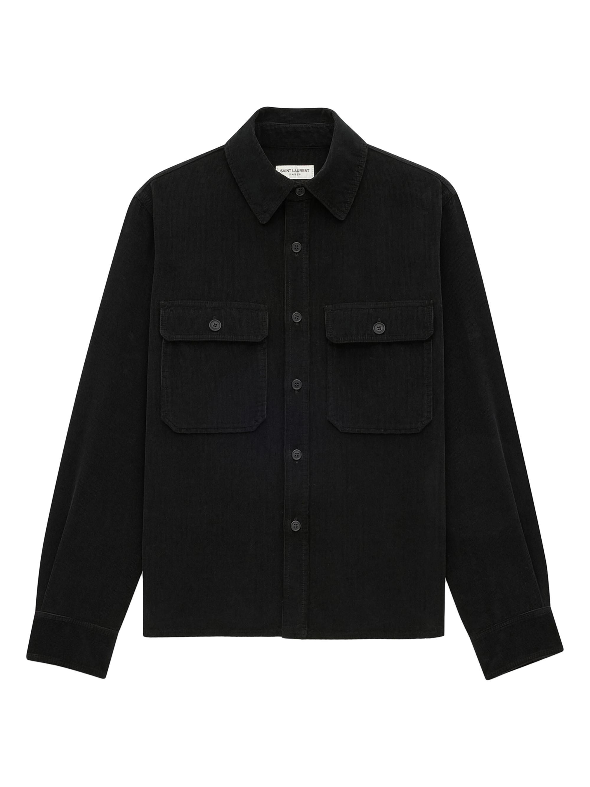 Saint Laurent Men's Overshirt in Corduroy - Deep Faded Black