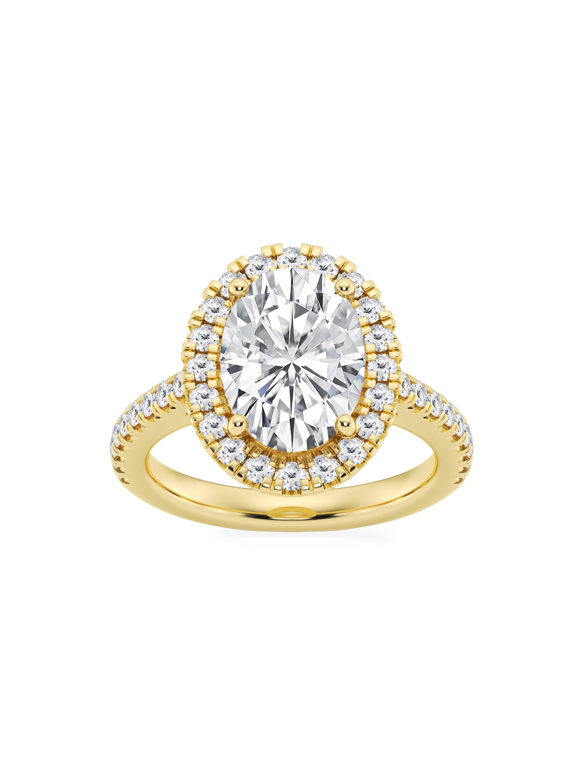 Saks Fifth Avenue Collection Women's 14K Yellow Gold & Oval Lab-Grown Diamond Halo Ring/1.30-3.60 TCW - 3.6 Tcw