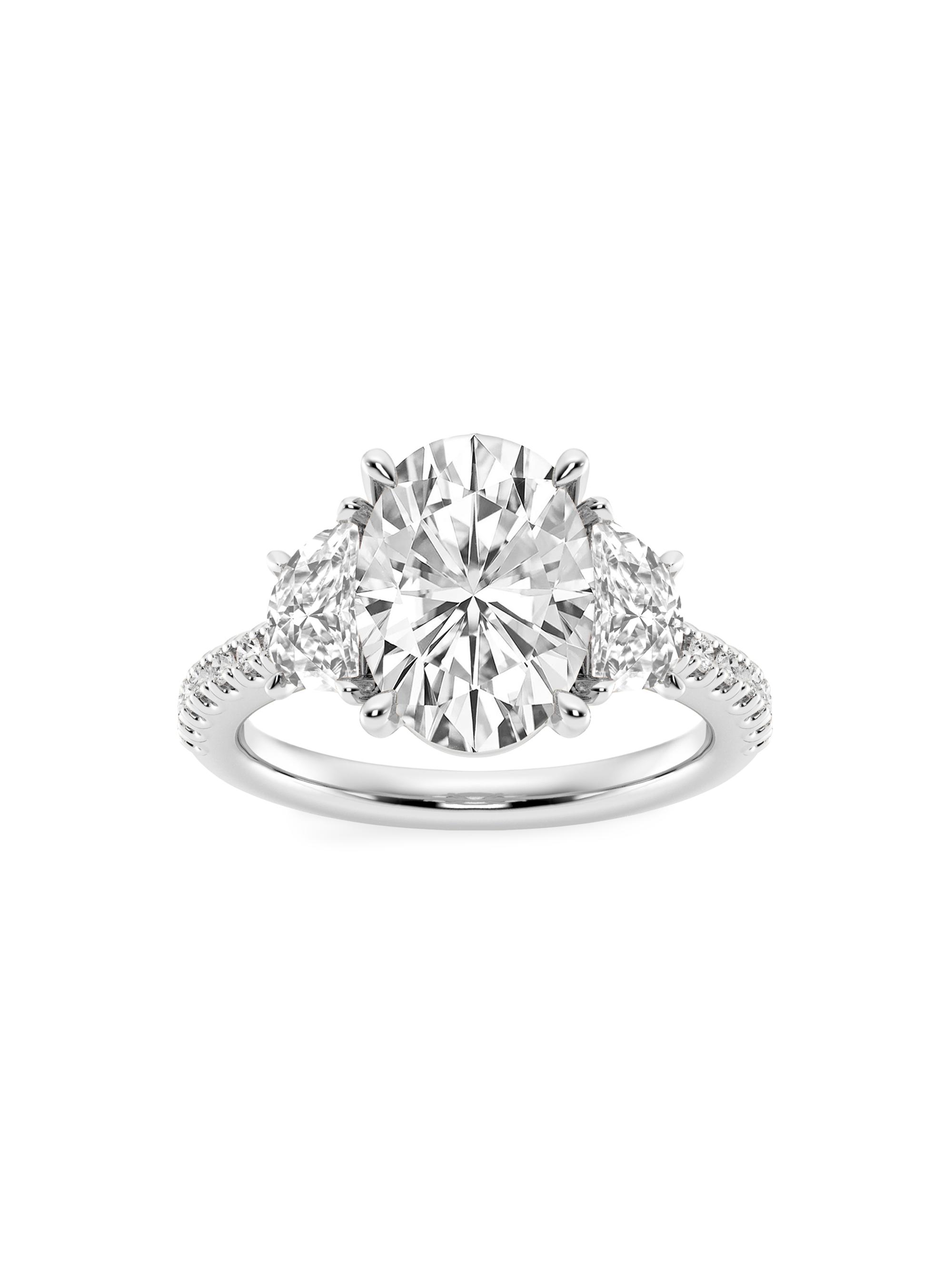 Saks Fifth Avenue Collection Women's 14K White Gold & Oval Lab-Grown Diamond Ring/2.75-7.00 TCW - 7 Tcw