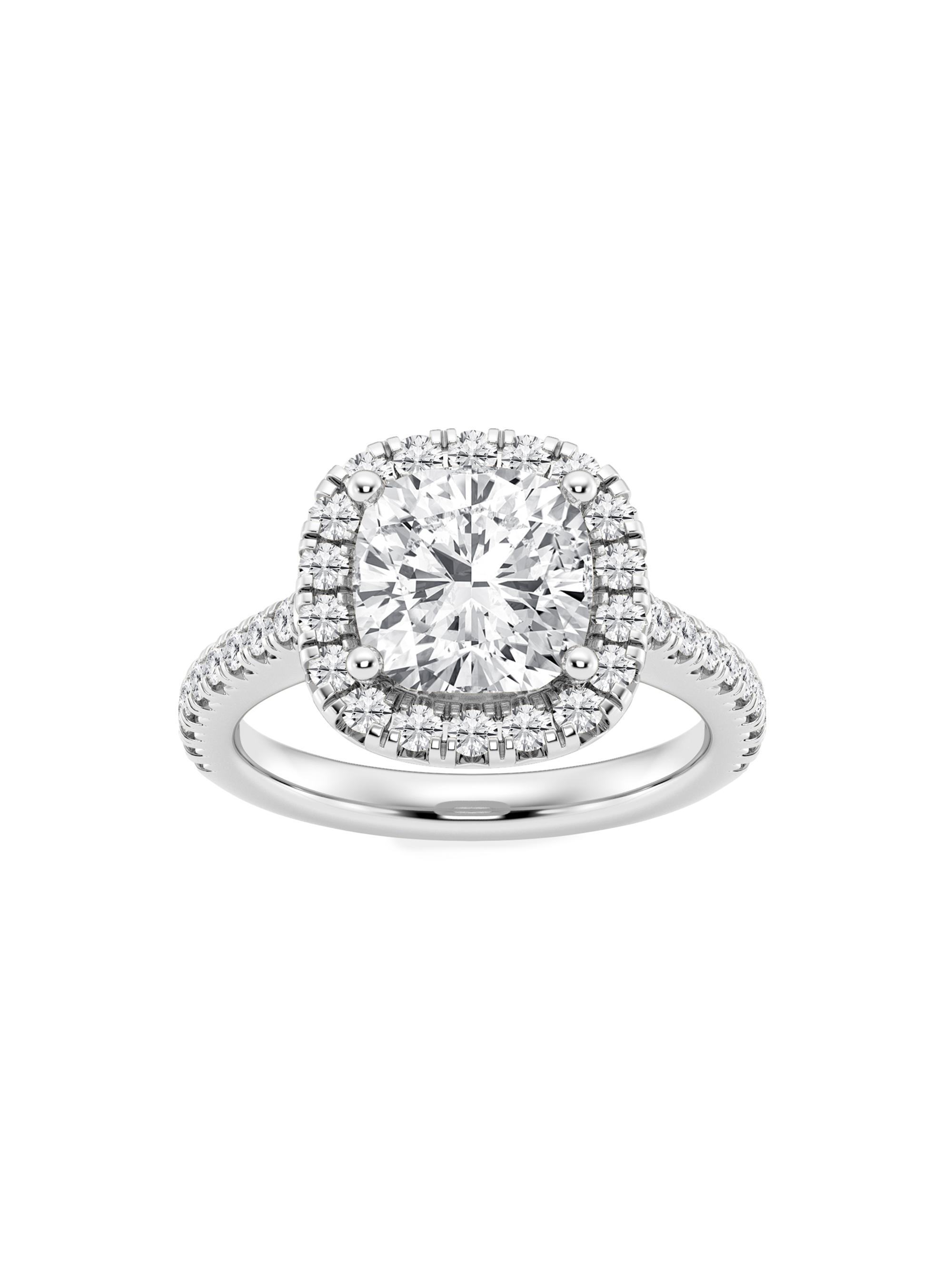 Saks Fifth Avenue Collection Women's Platinum & Cushion-Cut Lab-Grown Diamond Halo Ring/1.30-3.60 TCW - 3.6 Tcw
