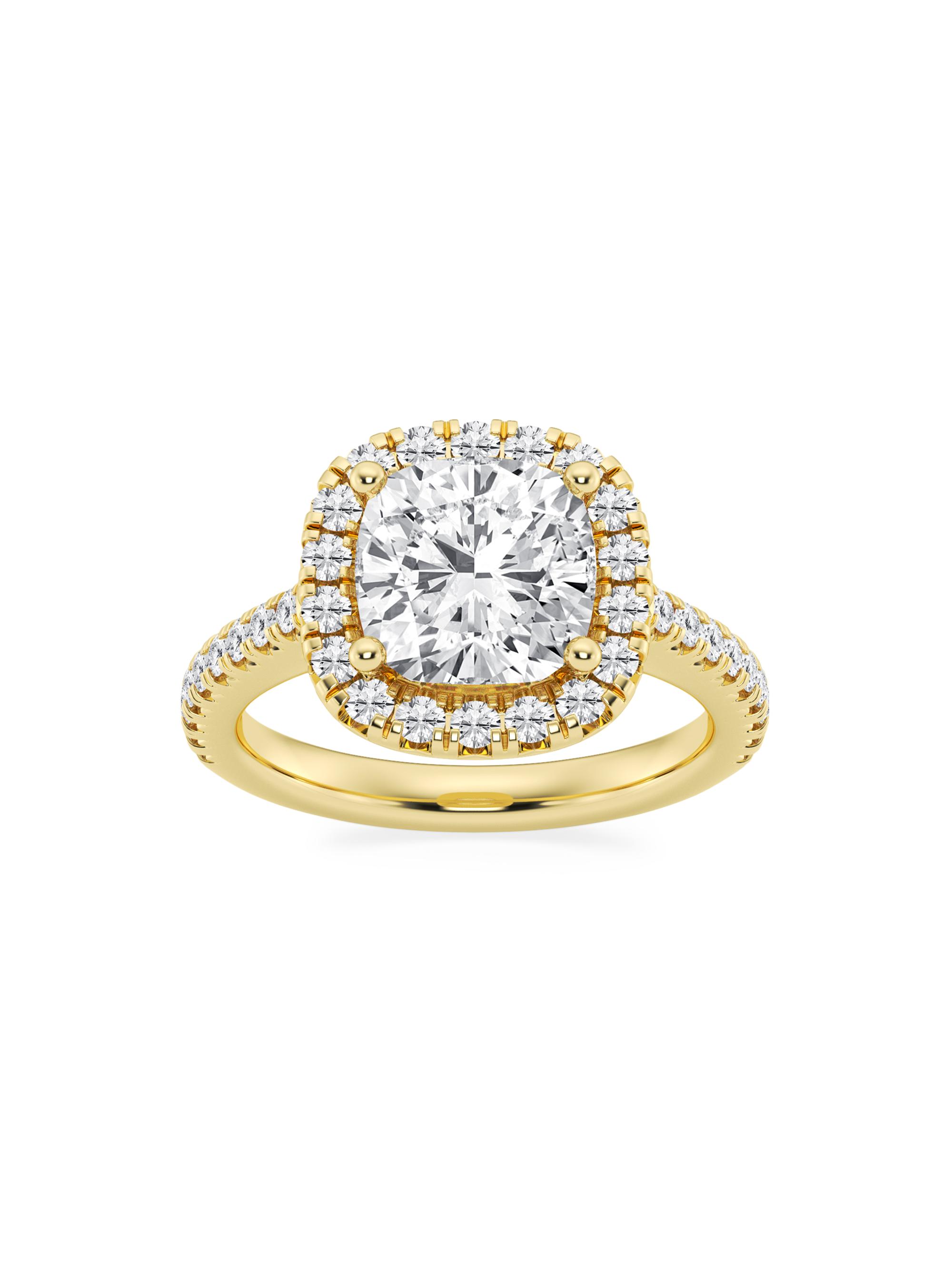 Saks Fifth Avenue Collection Women's 14K Yellow Gold & Cushion-Cut Lab-Grown Diamond Halo Ring/1.30-3.60 TCW - 3.6 Tcw