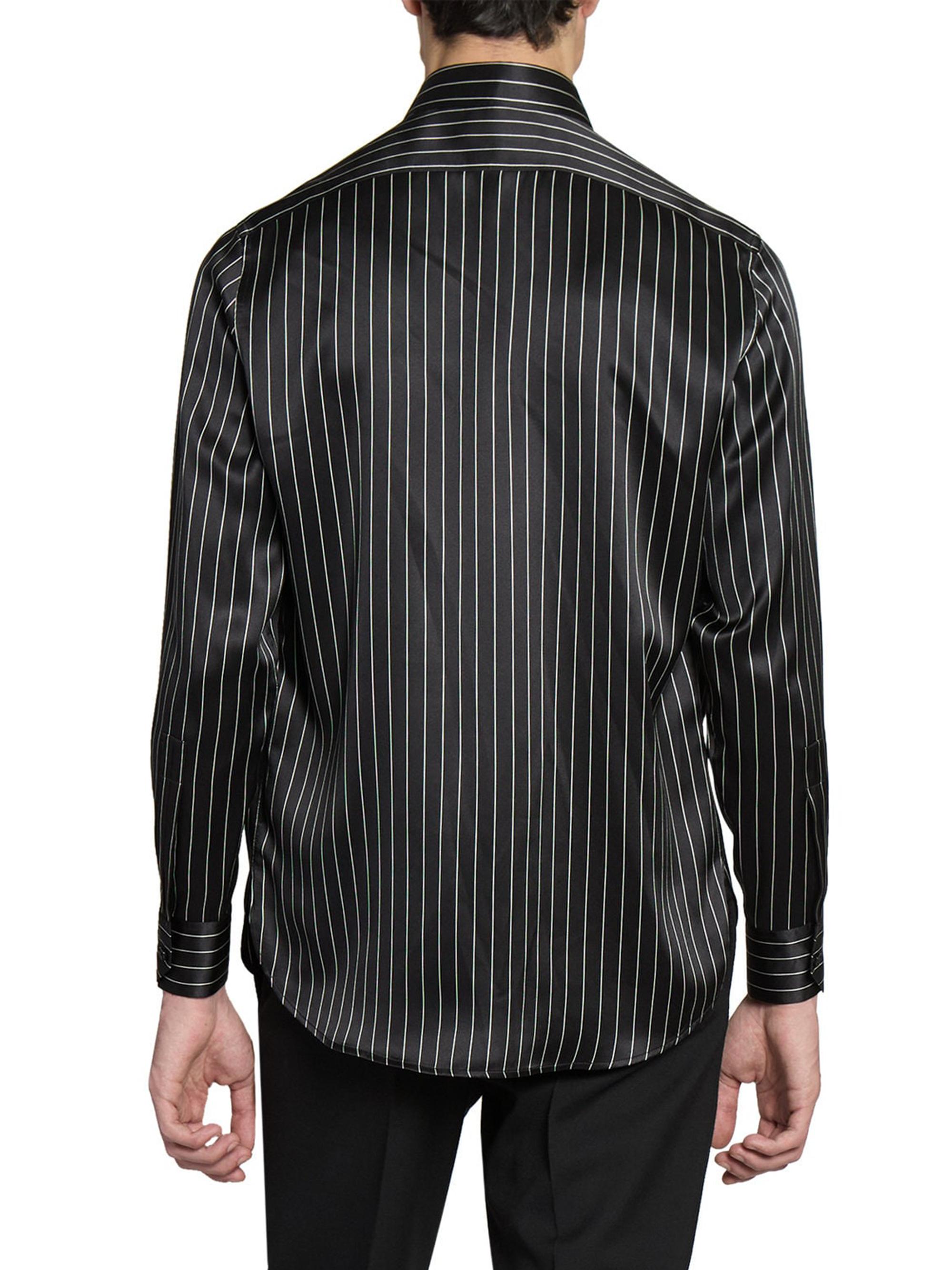 black dress shirt with stripes Black main image 1