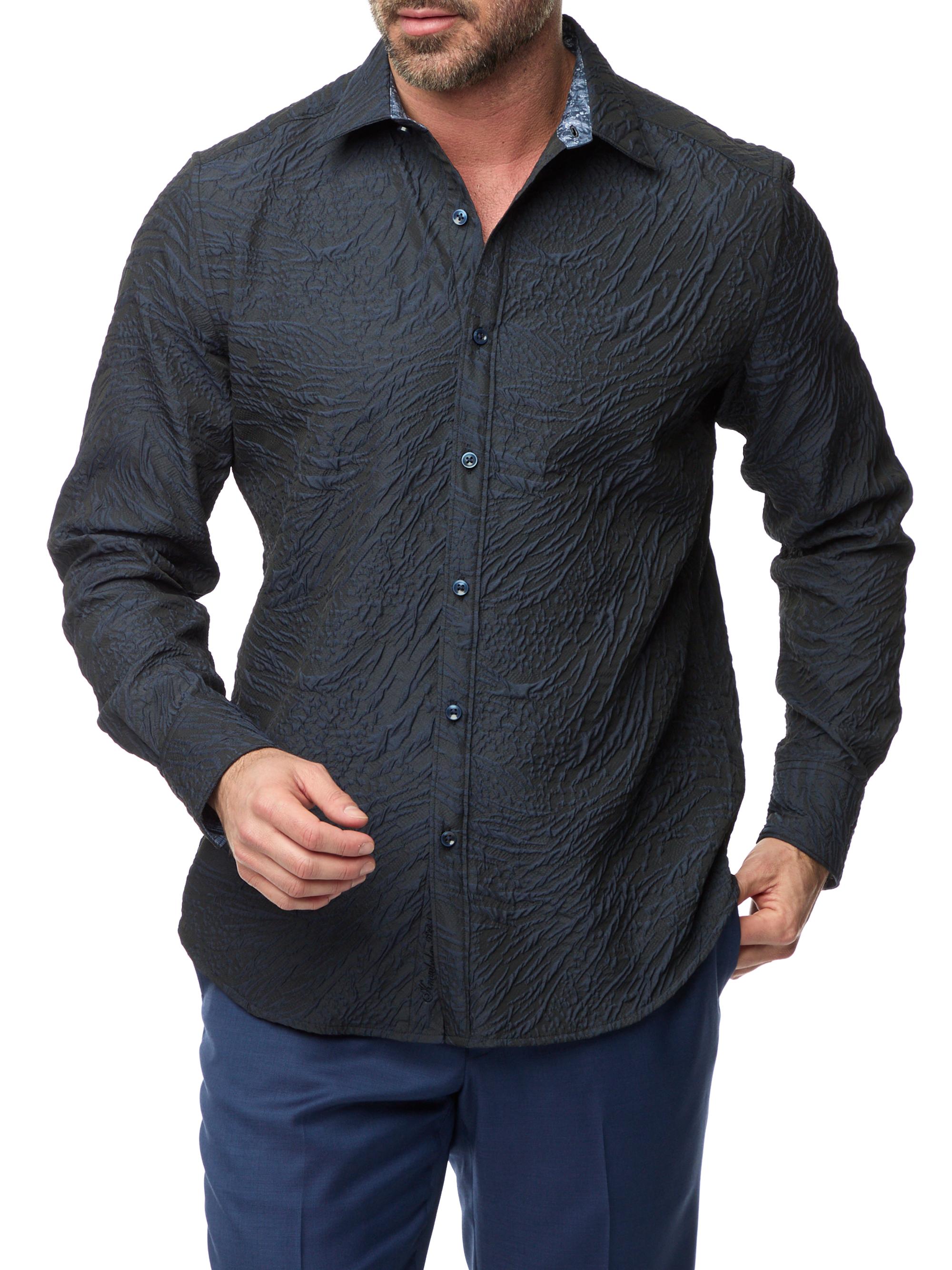 Robert Graham Men's Geoglyph Jacquard Button-Front Shirt - Sapphire