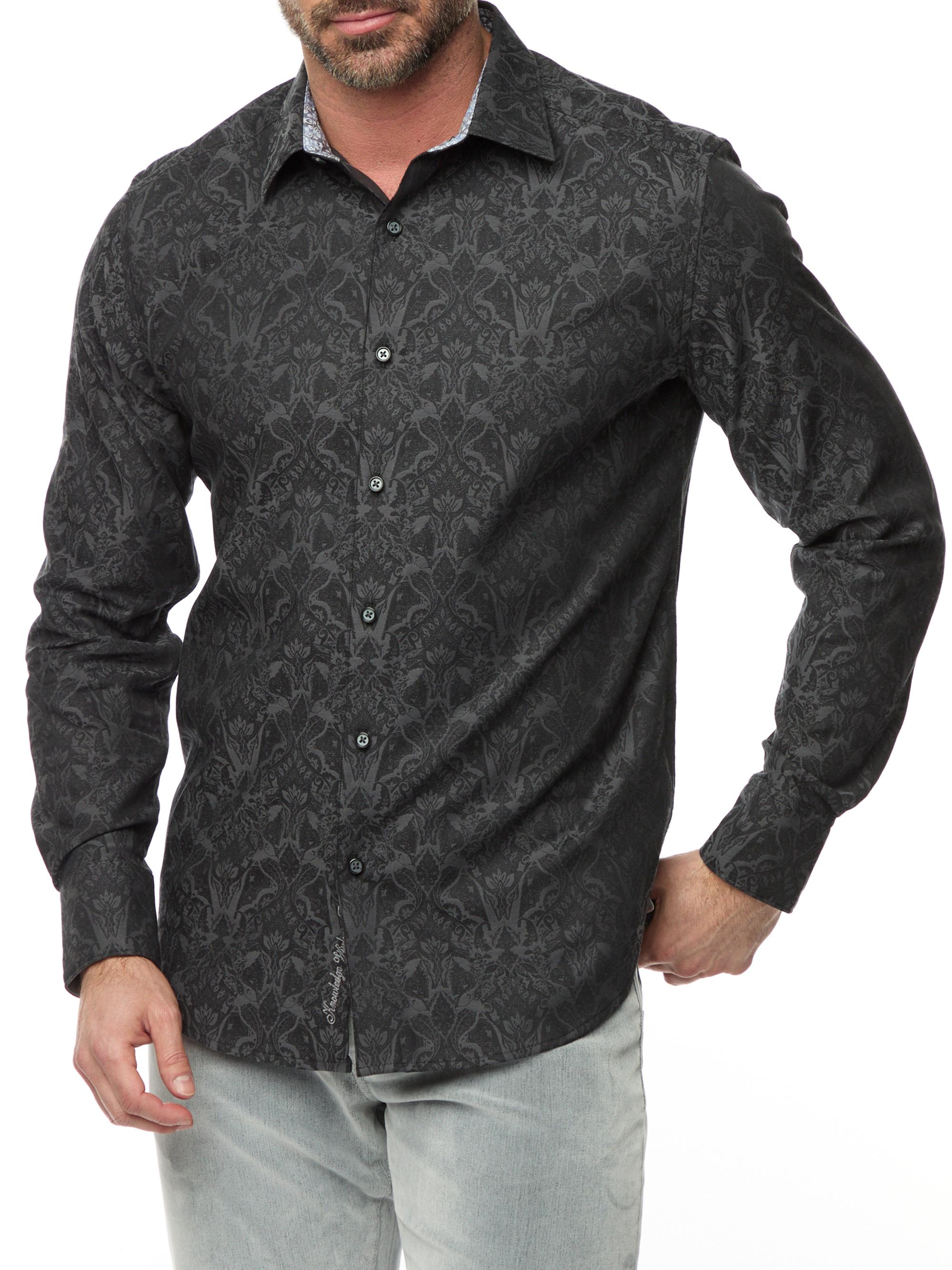 Robert Graham Men's Highland Floral Denim Shirt - Charcoal