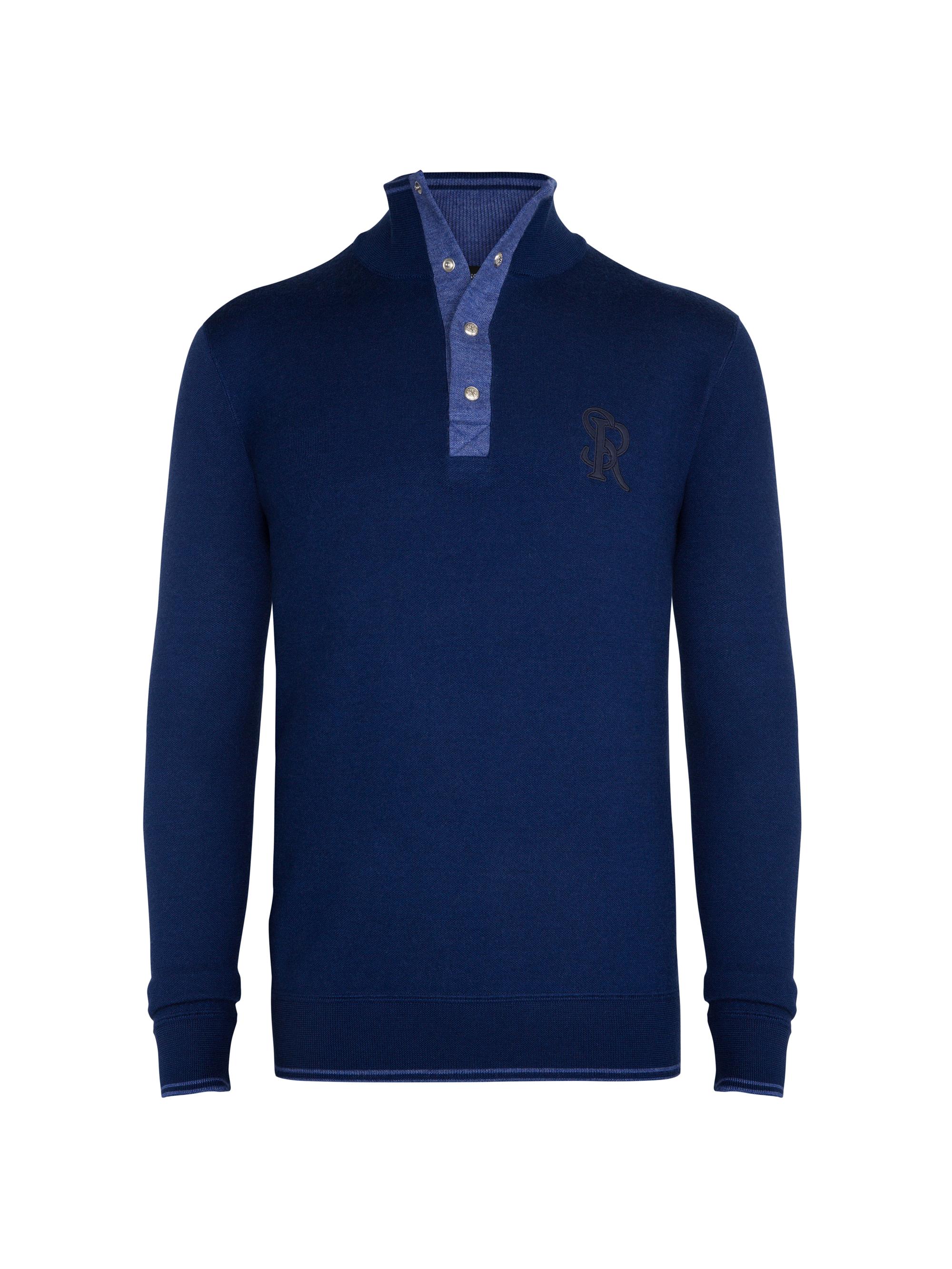 Stefano Ricci Men's Mockneck Sweater - Blue Zodiac