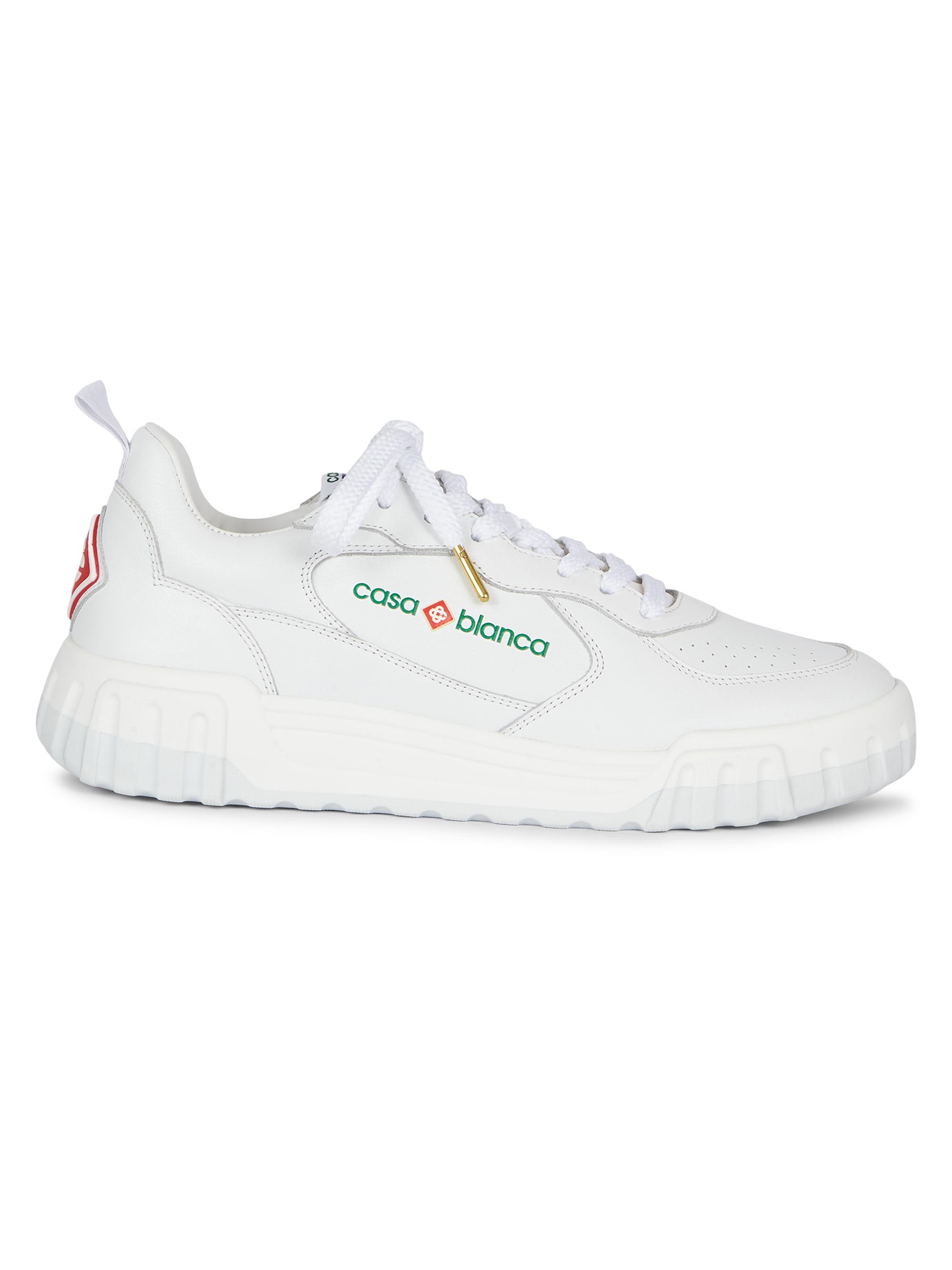 Casablanca Men's Logo Leather Court Sneakers - White