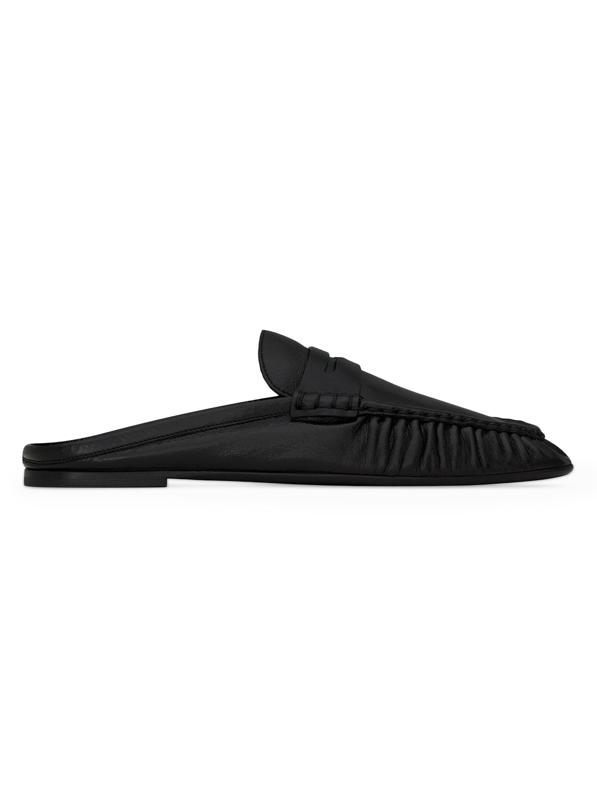Saint Laurent Men's Le Loafer Penny Mules in Smooth Leather - Black
