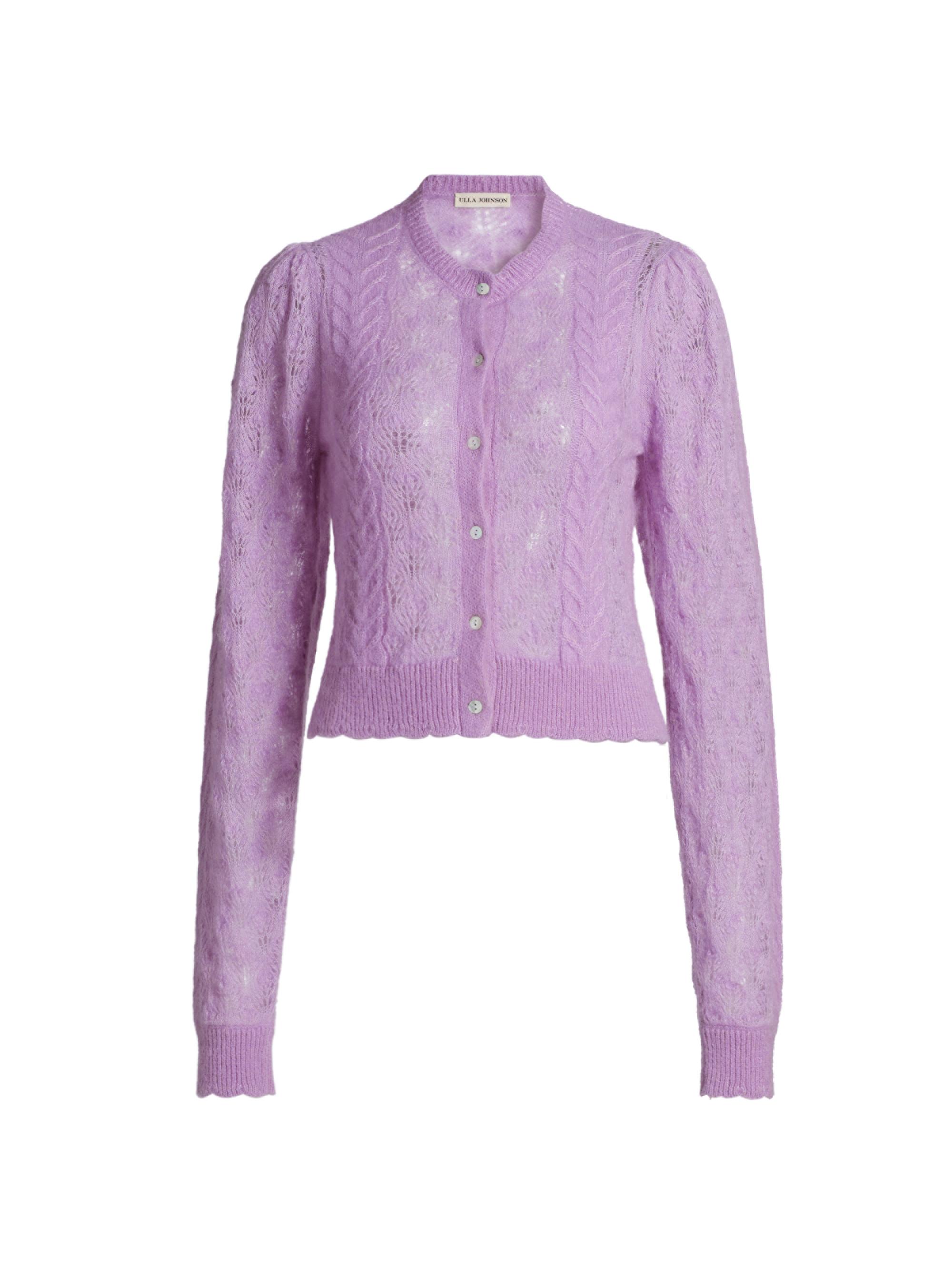 Ulla Johnson Women's Haley Alpaca-Blend Pointelle Cardigan - Lavender
