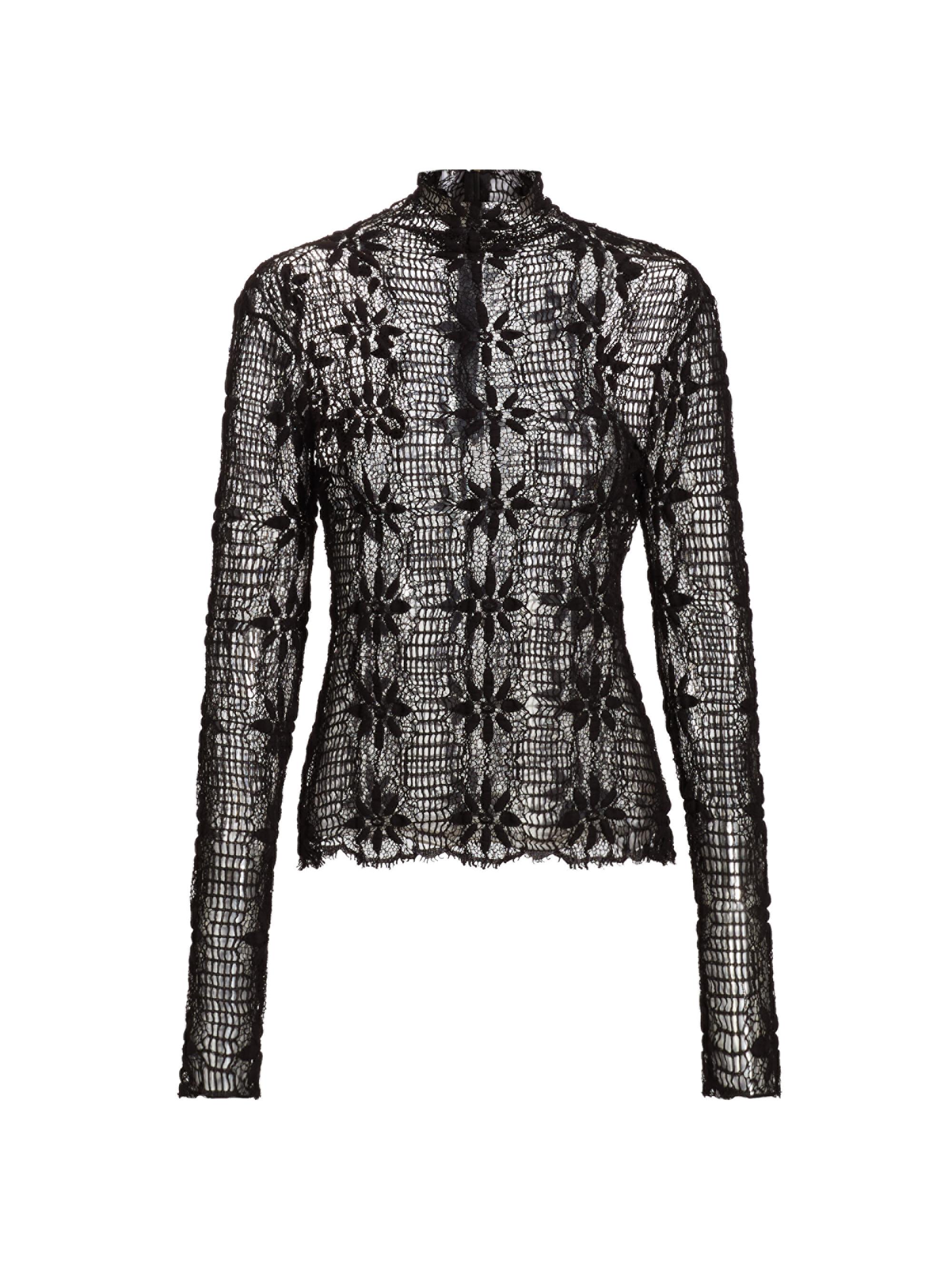 Ulla Johnson Women's Amal Botanical Stretch Lace Top - Noir