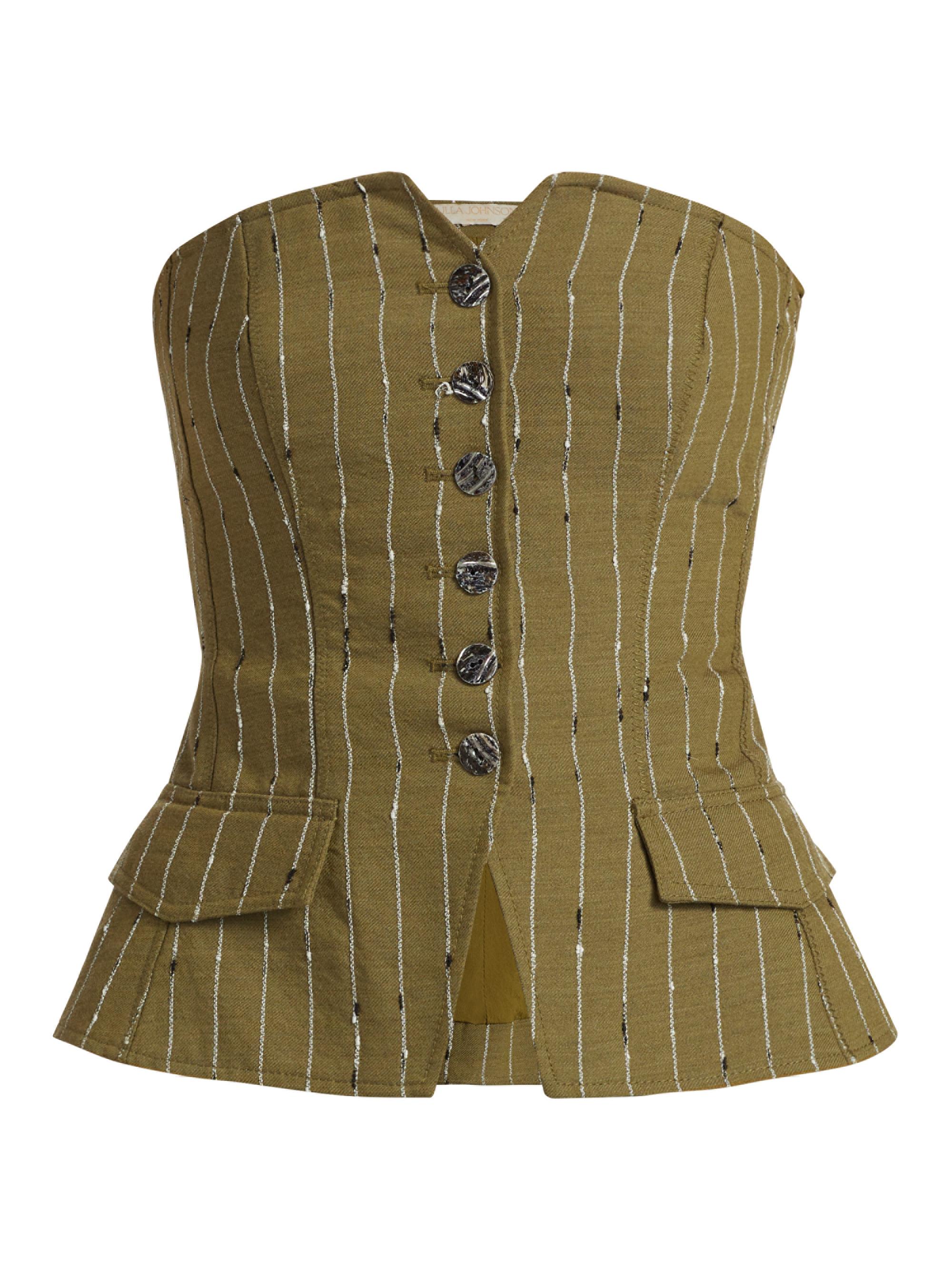 Ulla Johnson Women's Noemie Striped Wool-Blend Bustier Top - Aspen