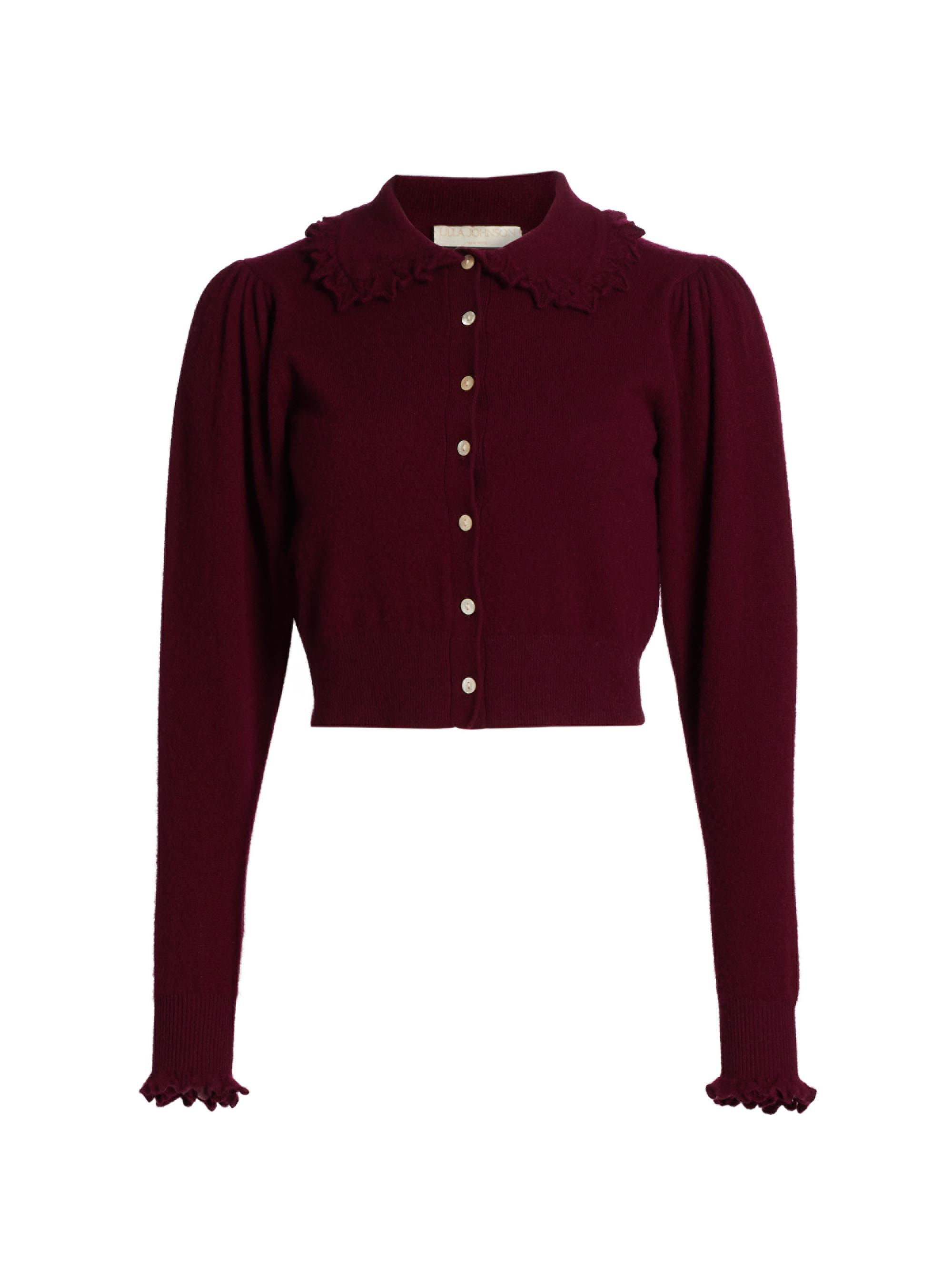 Ulla Johnson Women's Kalila Cashmere Crop Cardigan - Malbec