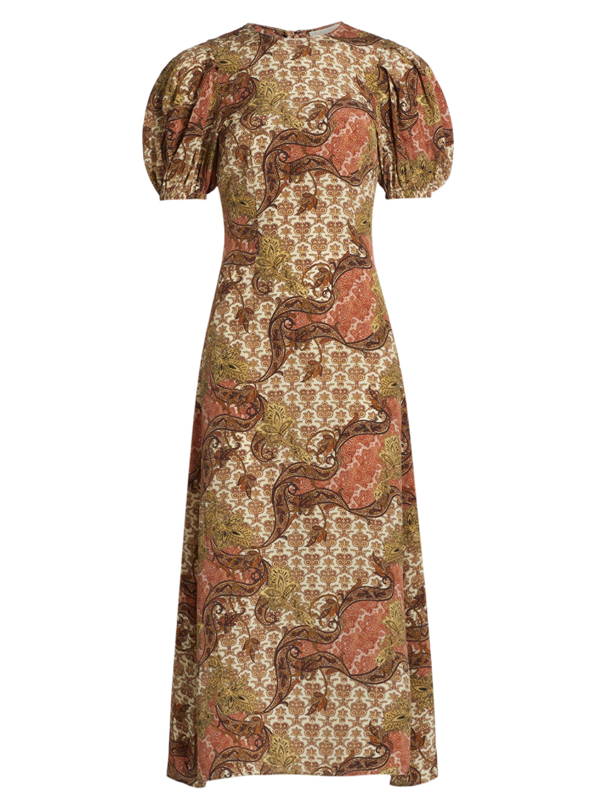 Ulla Johnson Women's Calais Baroque Silk Midi-Dress - Aura