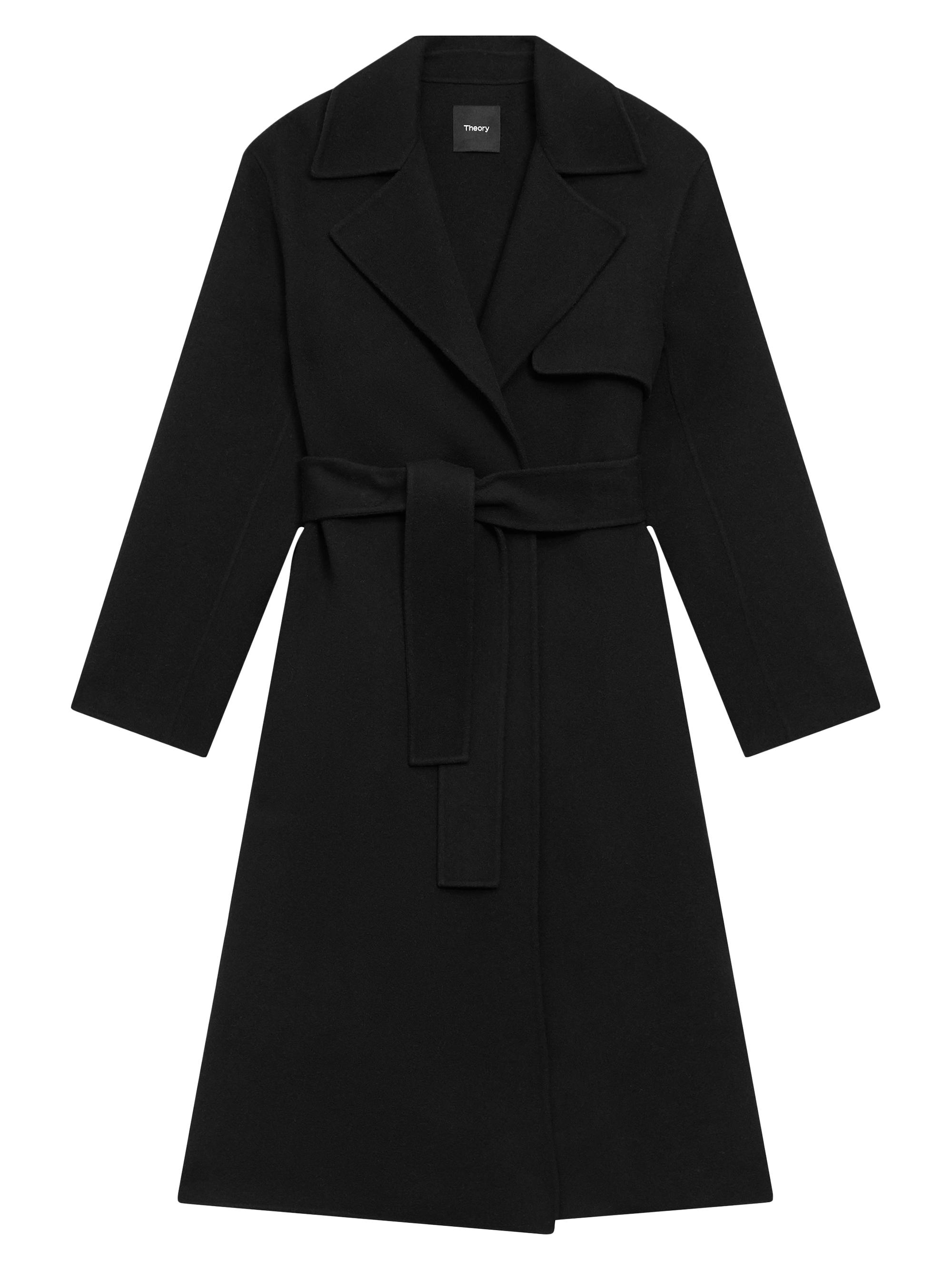 Theory Women's Long Wrap Trench Coat - Black