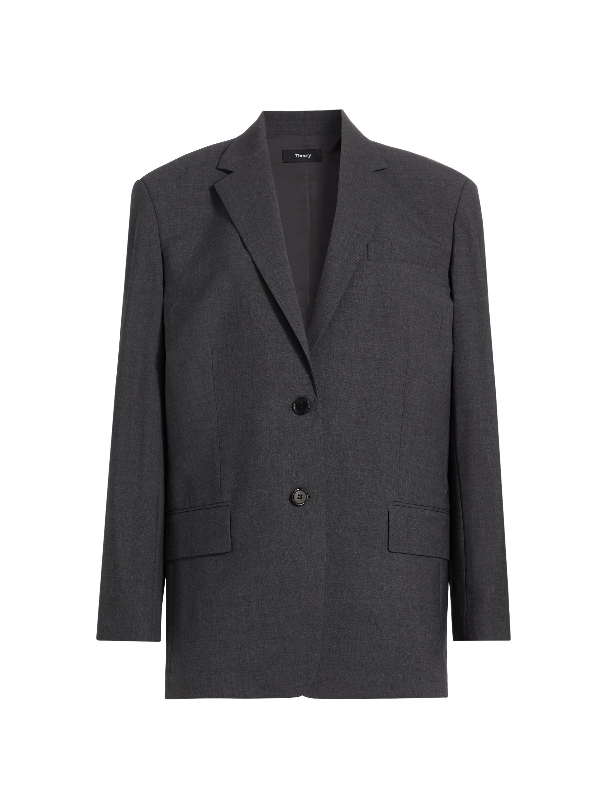 Theory Women's Wool Single-Breasted Sport Jacket - Charcoal Melange