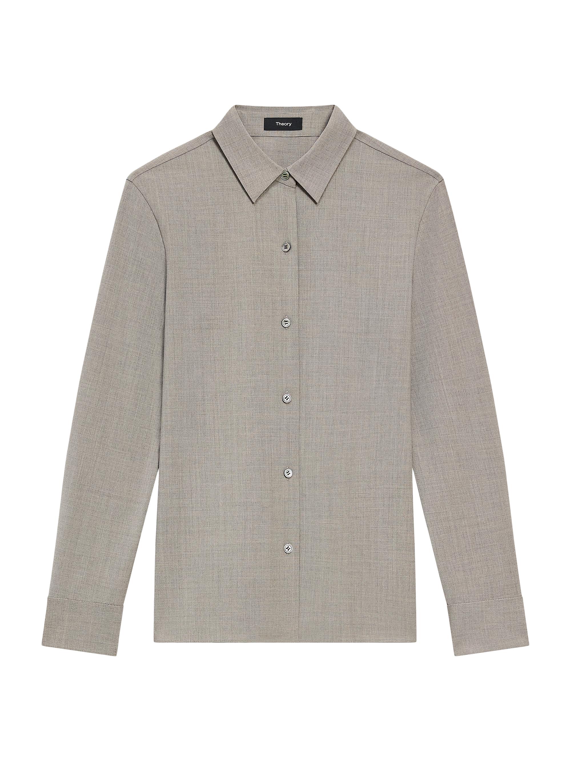 Theory Women's Straight-Fit Button-Front Shirt - Cinder Melange