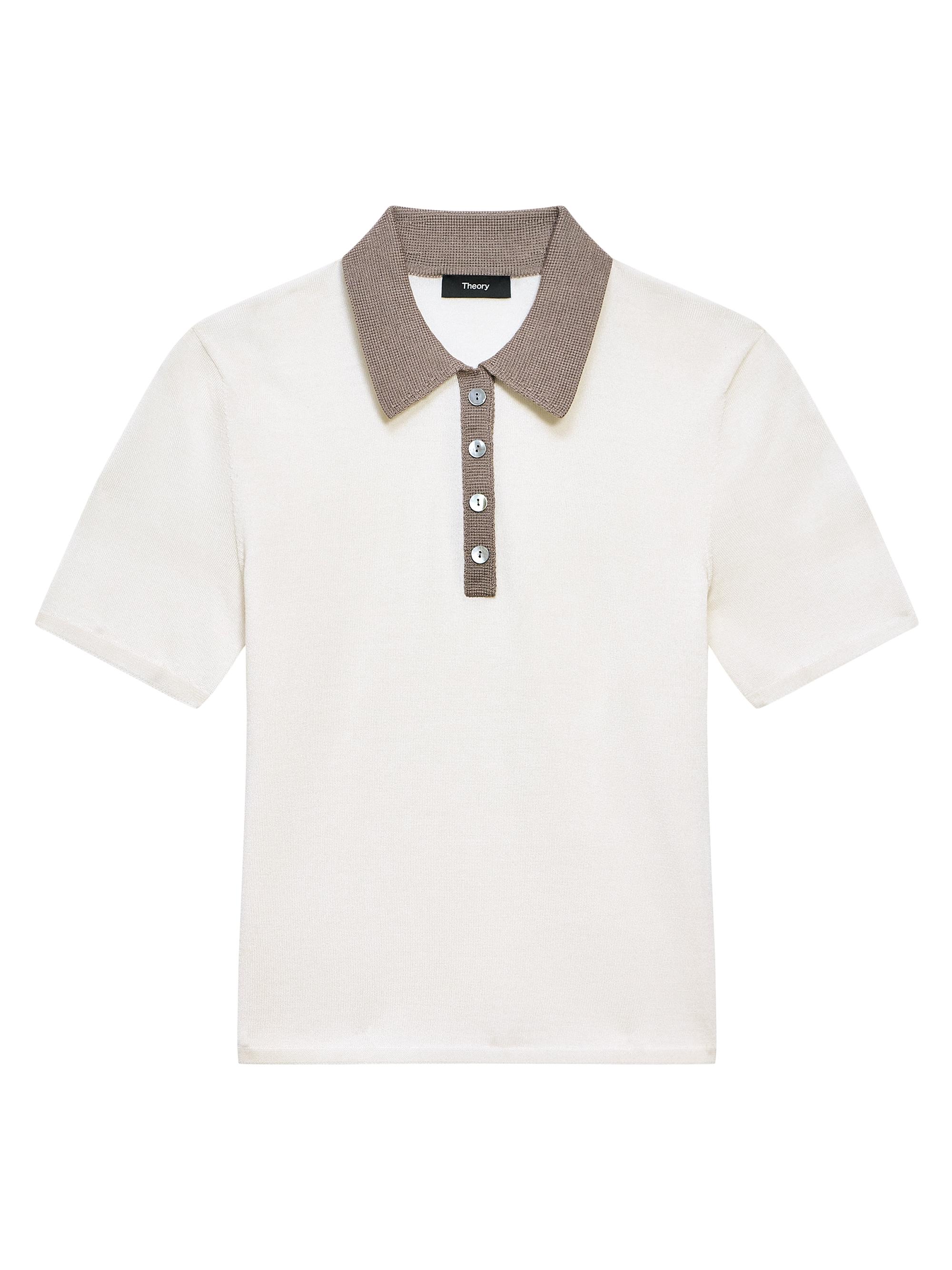 Theory Women's Woven Placket Polo Shirt -  Cinder