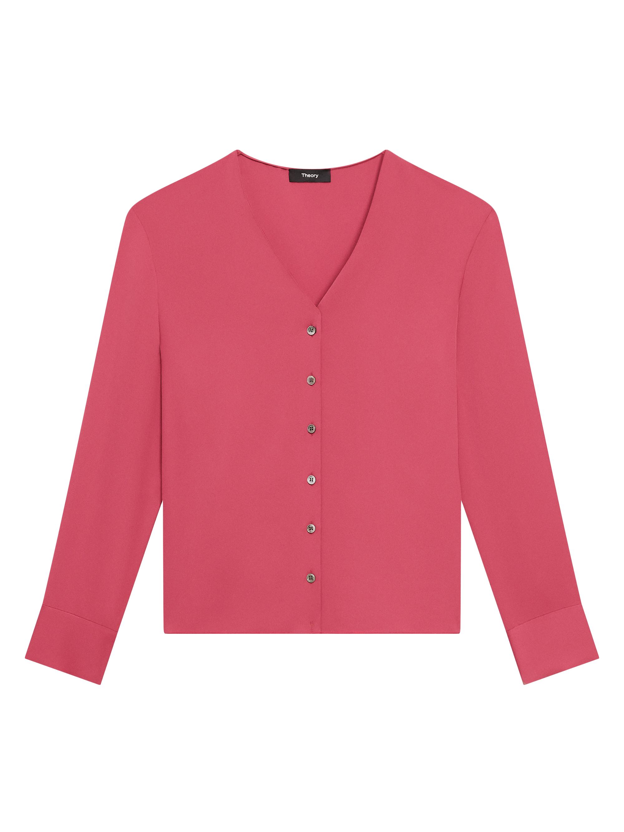 Theory Women's Silk Cardigan Blouse - Deep Rose