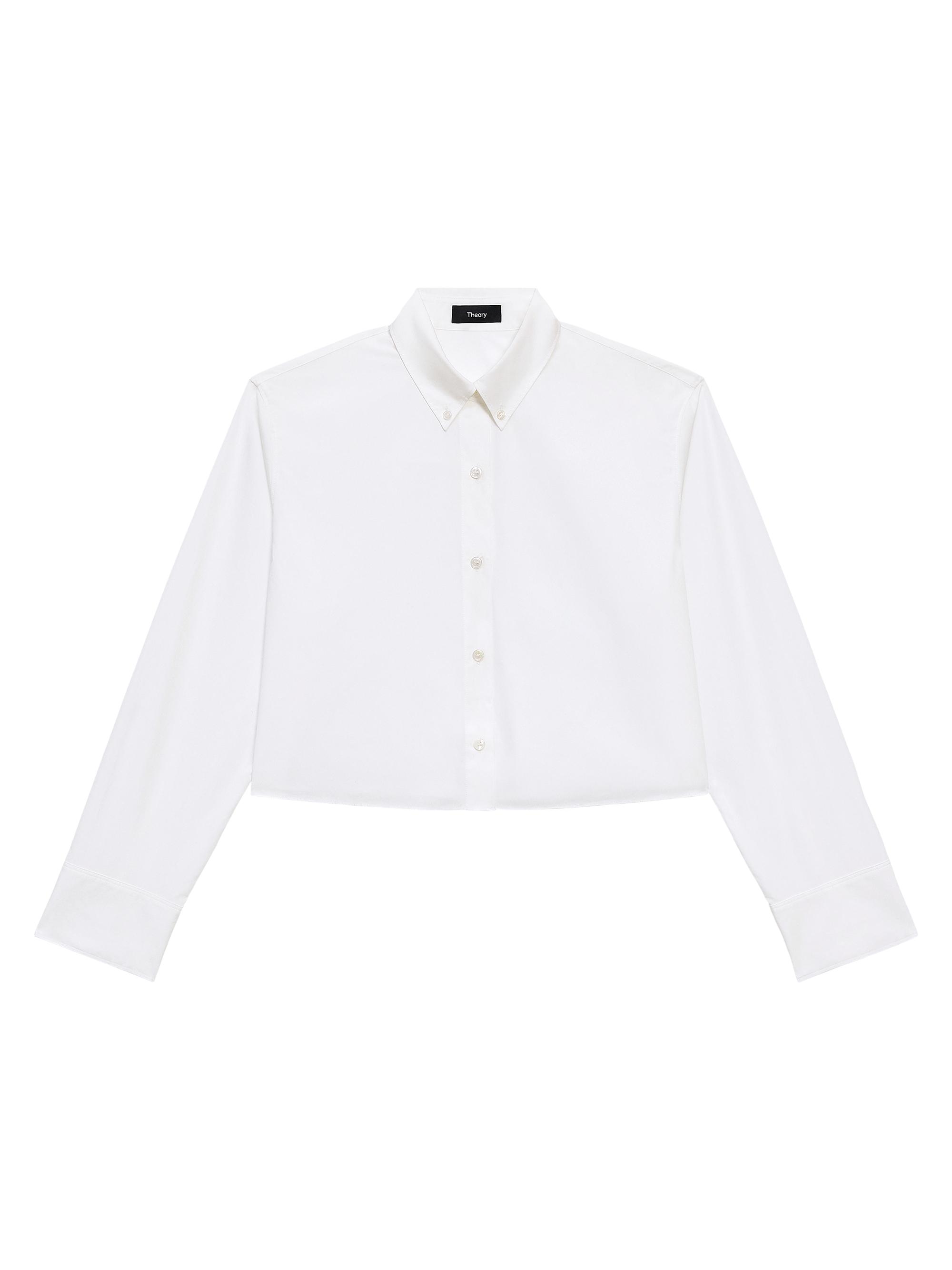 Theory Women's Cropped Boxy Button-Front Shirt - White