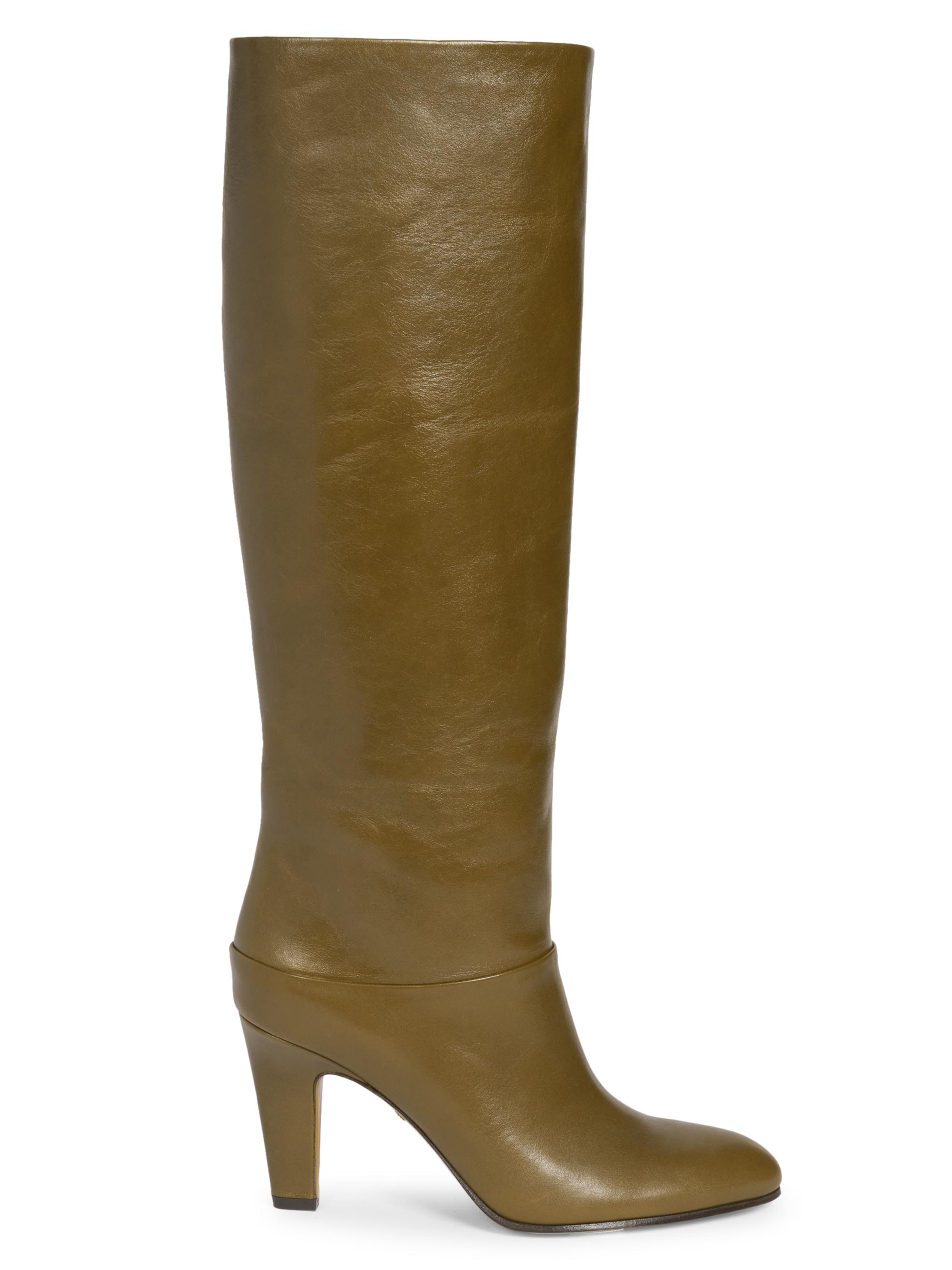 Chloé Women's Eve 85MM Leather Boots - Dark Khaki