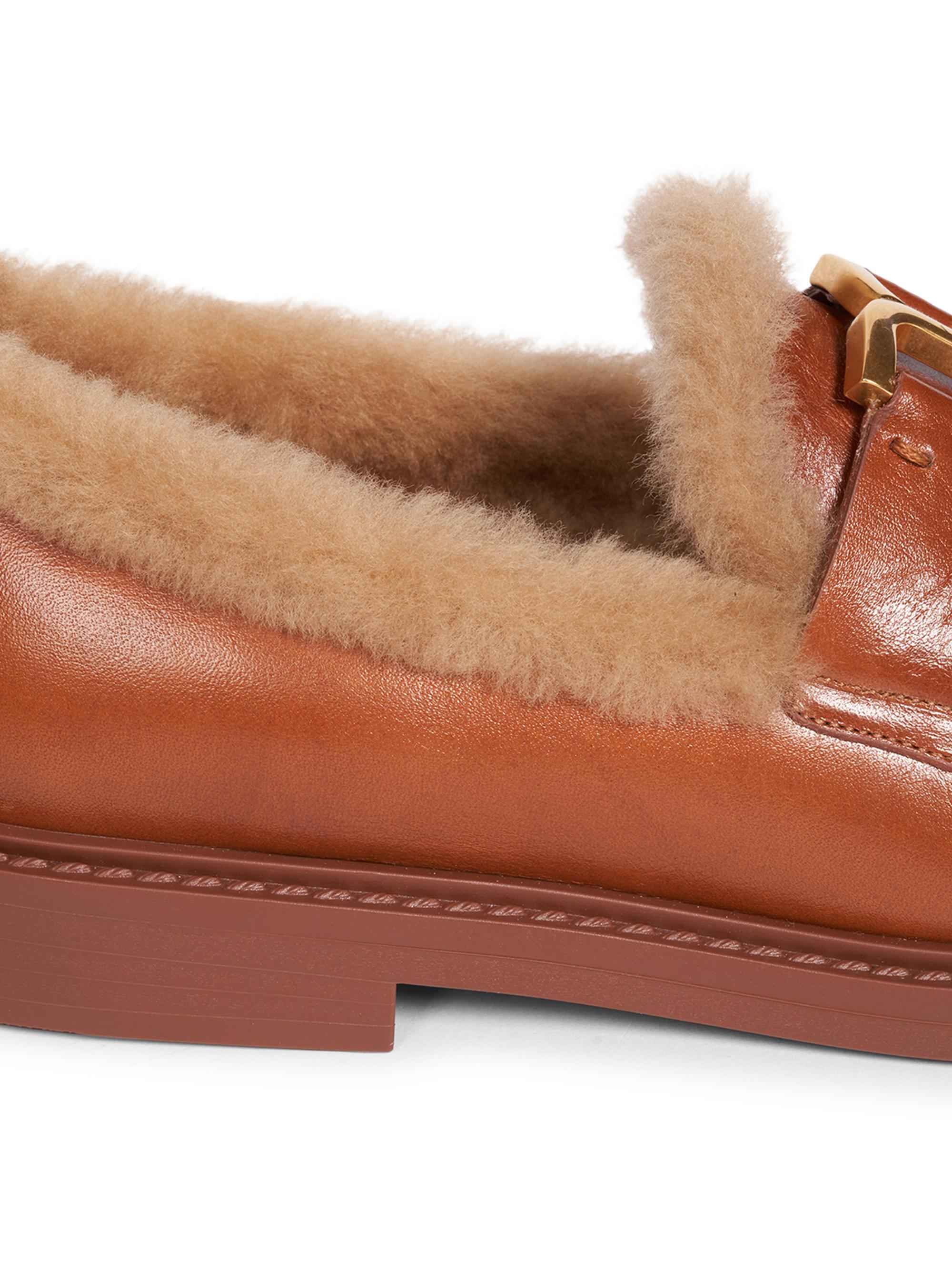Chloé Marcie Shearling-Trimmed Leather Loafers Saks Fifth Avenue