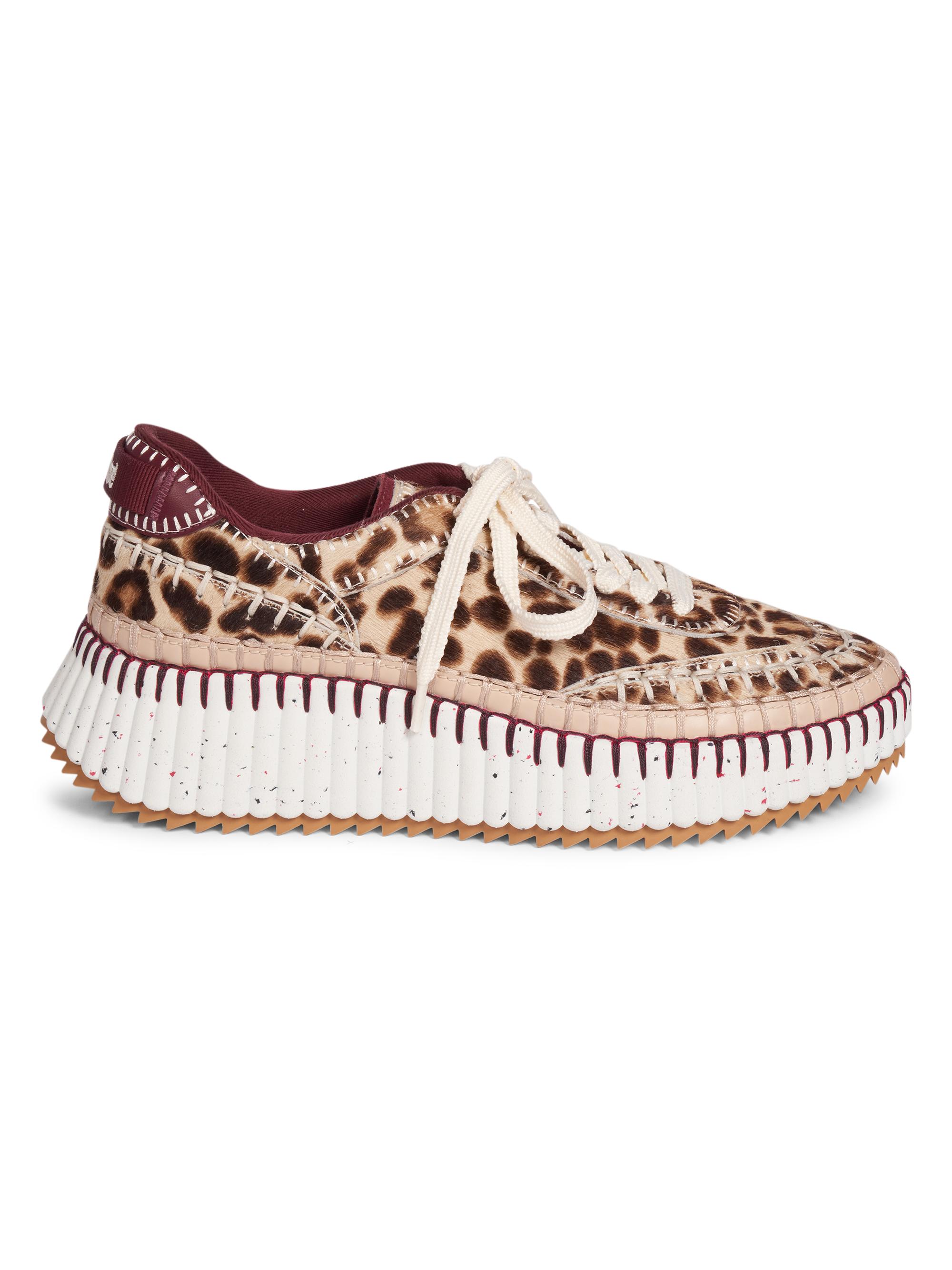 Chloé Women's Nama Pony Hair Sneakers - Jungle Brown