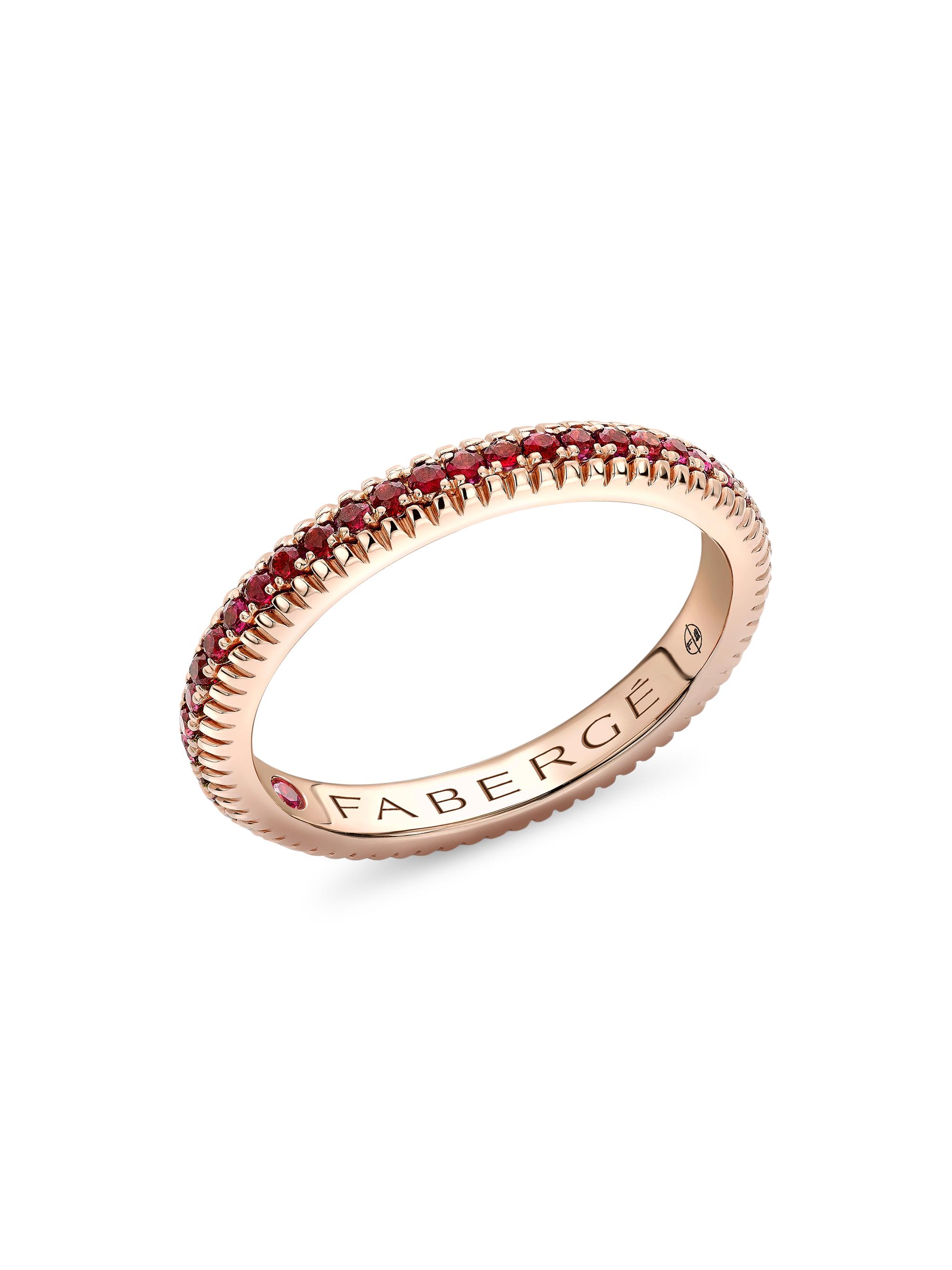 Fabergé Women's Colors of Love Rose Gold Ruby Fluted Eternity Ring - Red