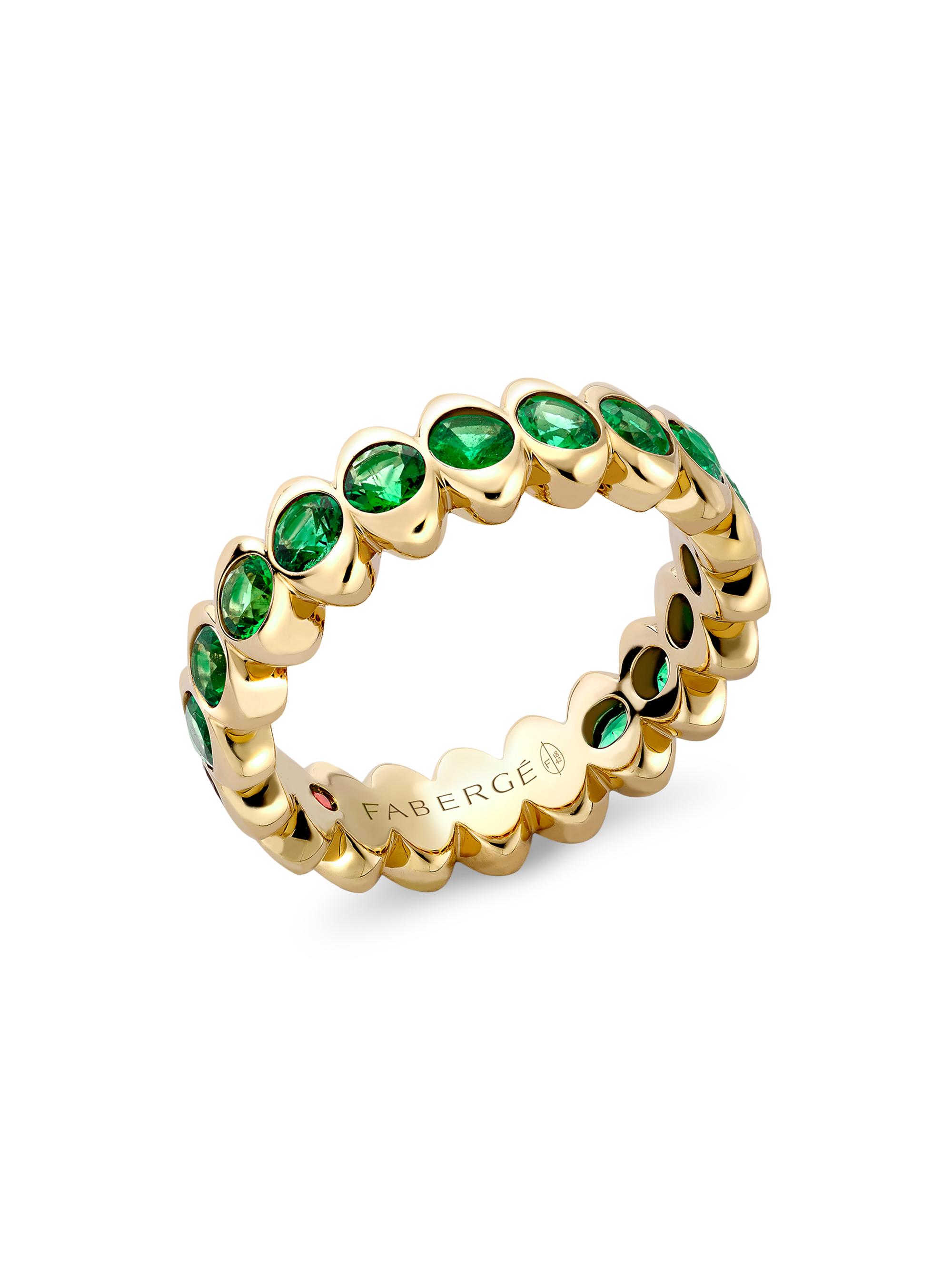 Fabergé Women's Colors of Love Cosmic Curve Yellow Gold Emerald Eternity Ring - Green