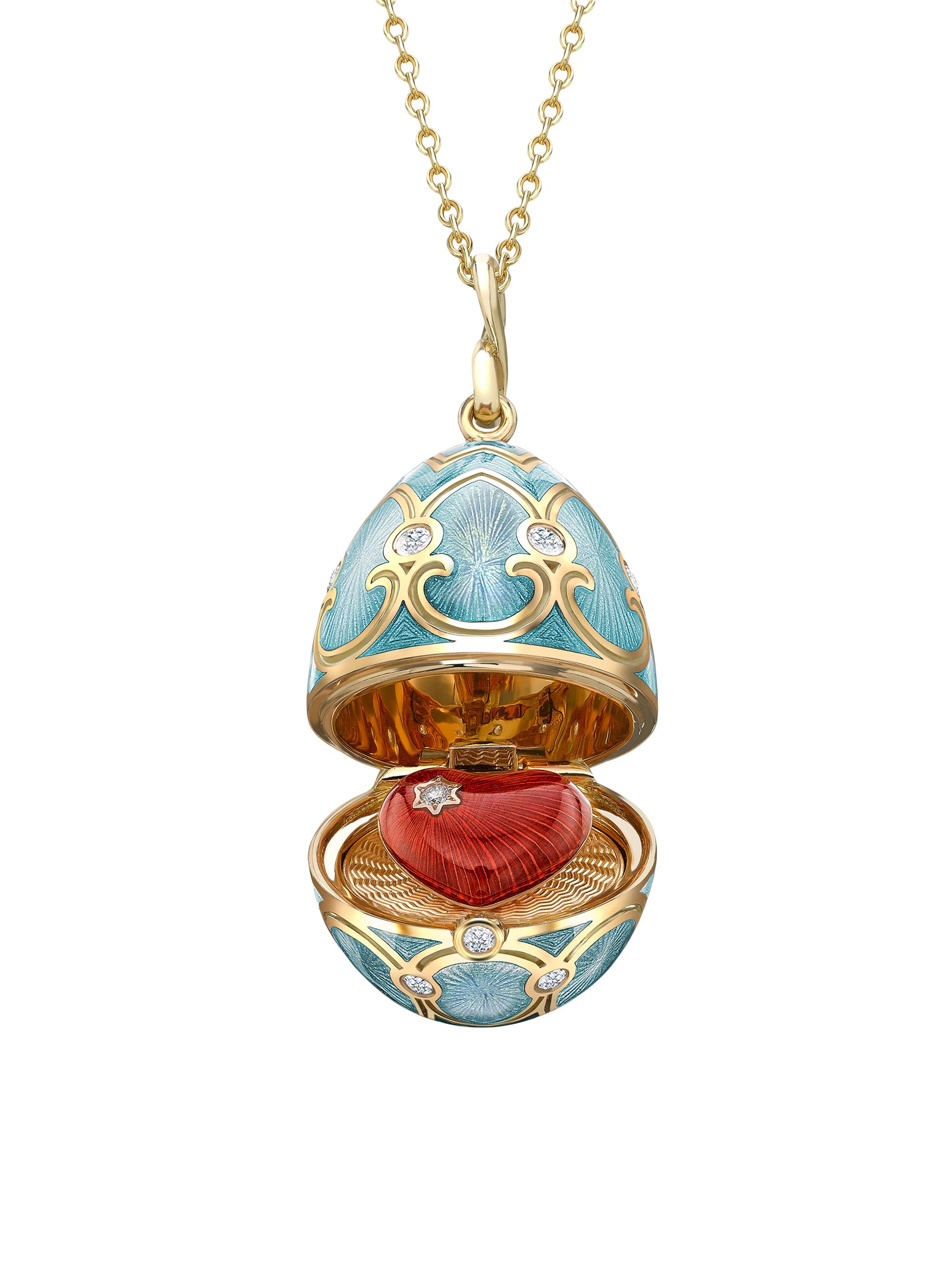 Fabergé Women's Heritage Yellow Gold Diamond & Turquoise Guilloche Enamel Heart Surprise Locket - Turquoise