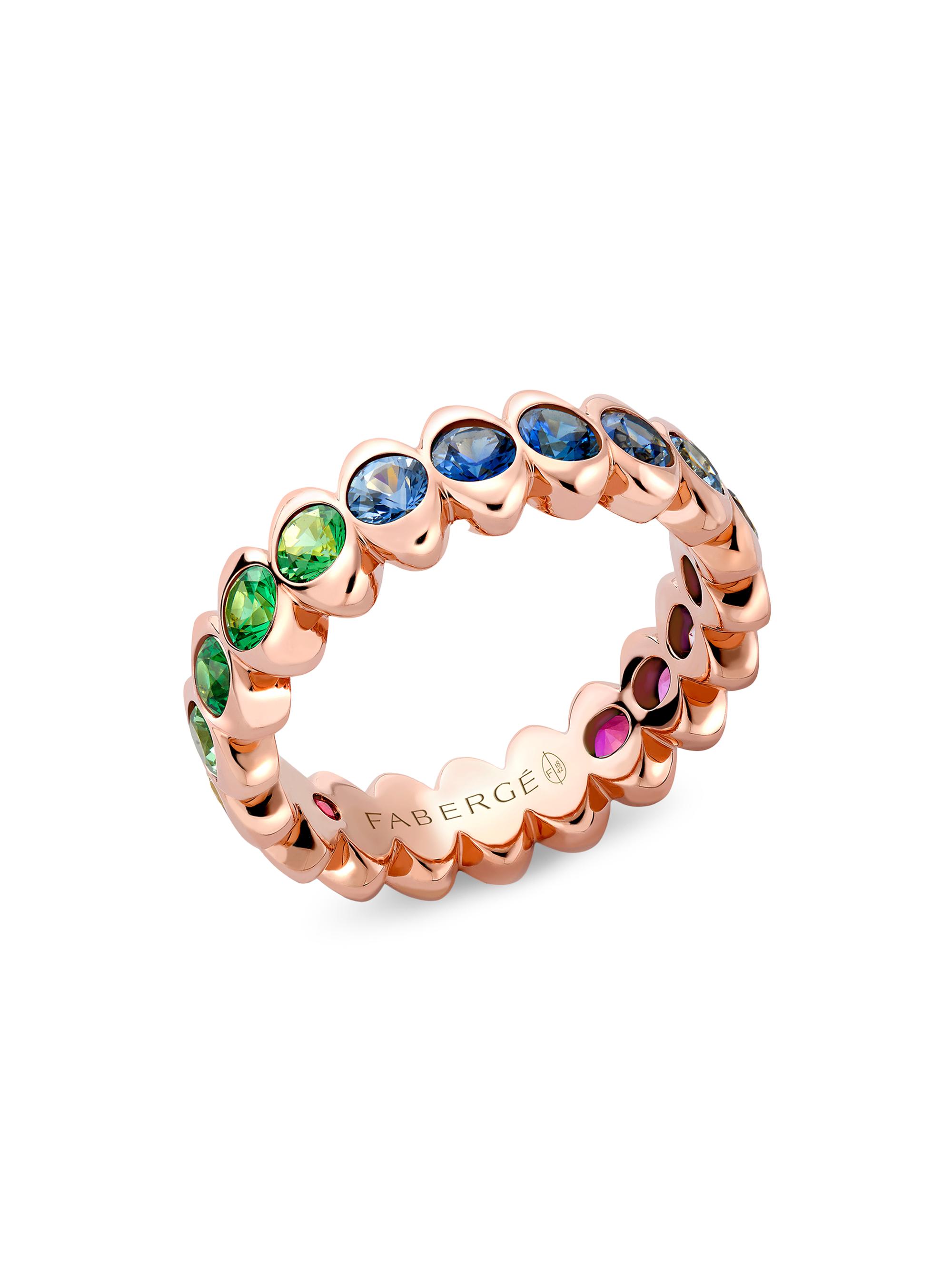 Fabergé Women's Colors of Love Cosmic Curve Rose Gold Rainbow Multicolored Gemstone Eternity Ring - Rose Gold