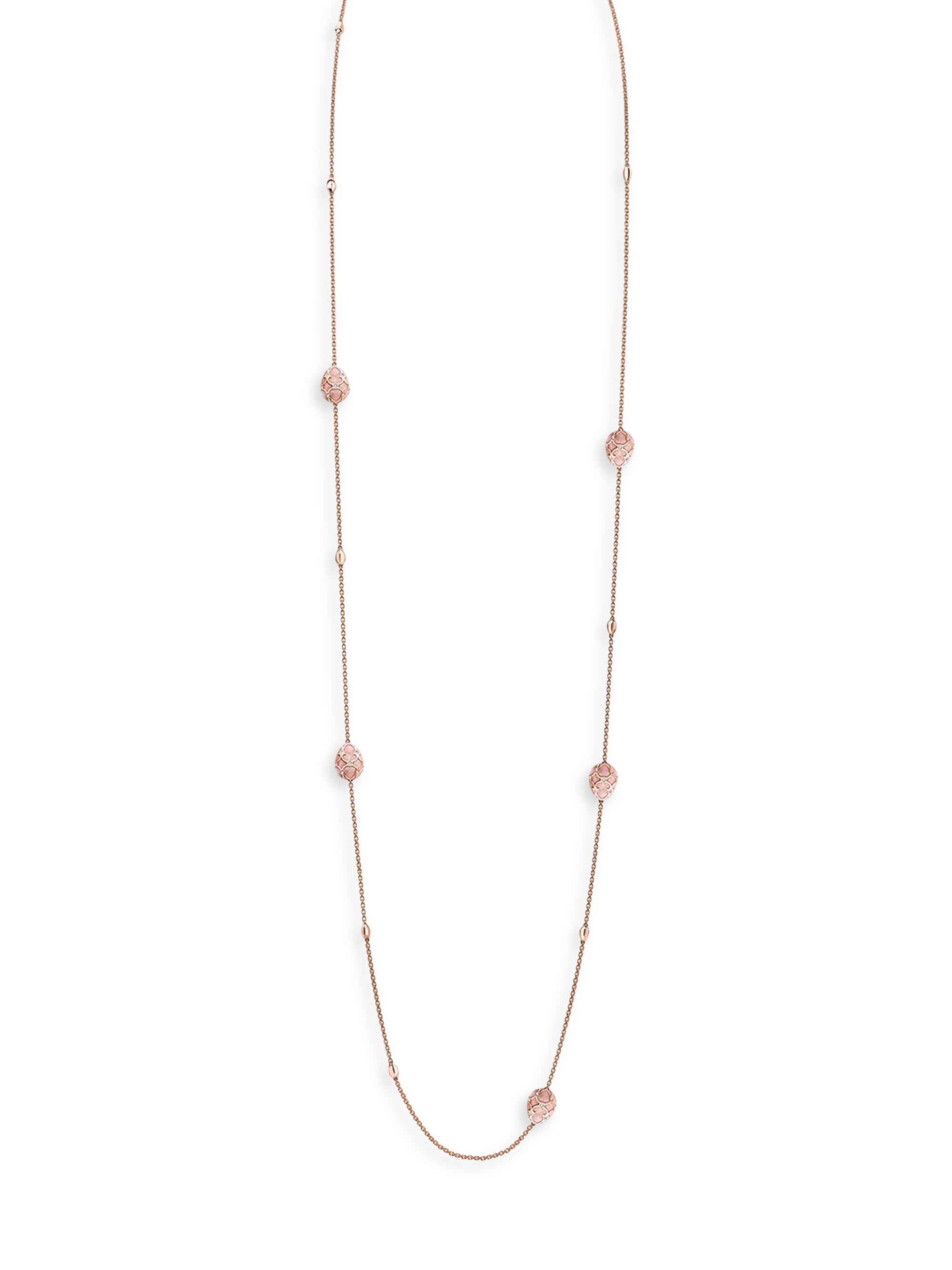 Fabergé Women's Heritage Rose Gold Diamond & Pink Guilloché Enamel Sautoir Necklace - Pink