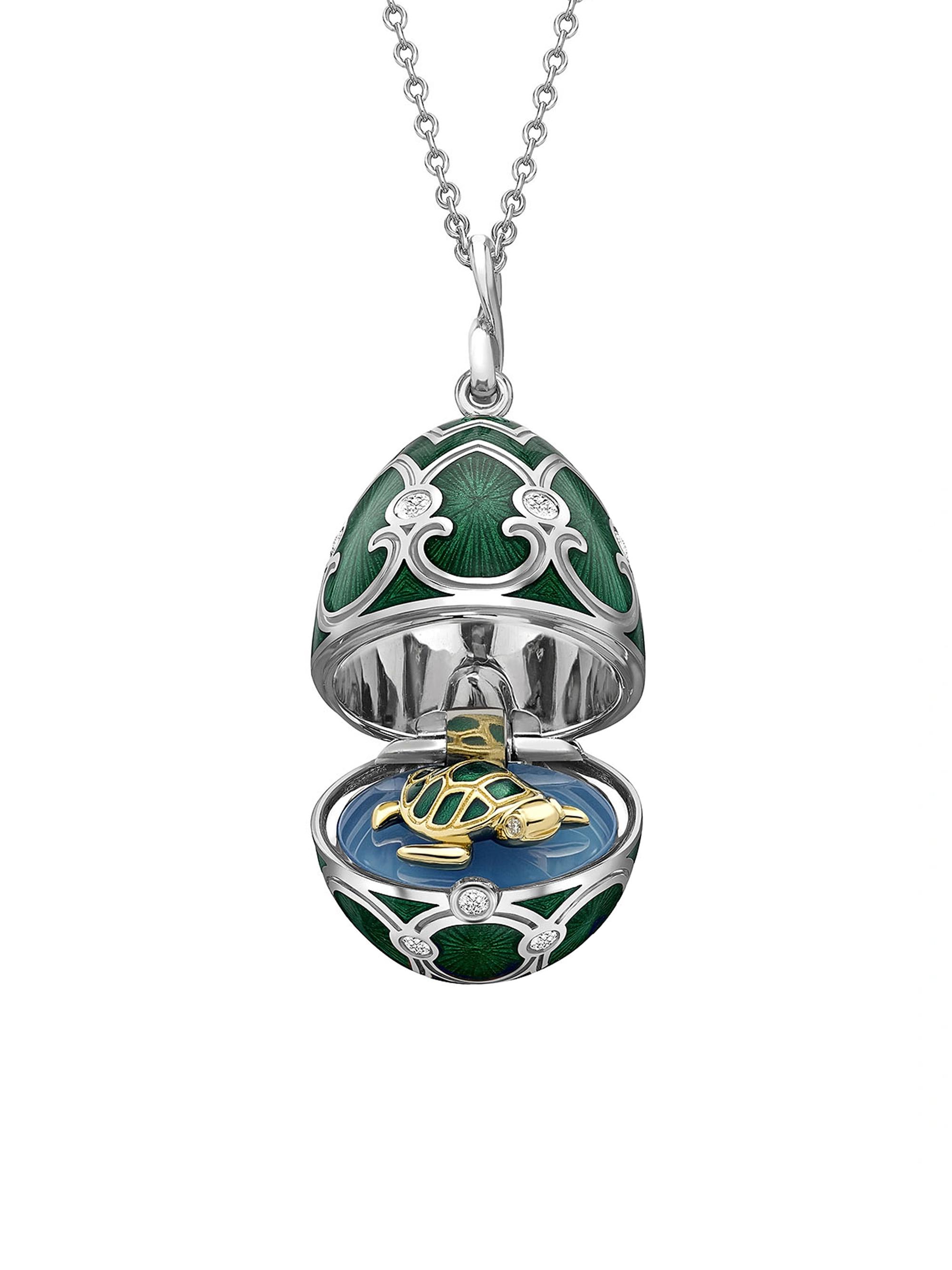 Fabergé Imperial Zenya White Gold & Emerald Egg Pendant | Saks