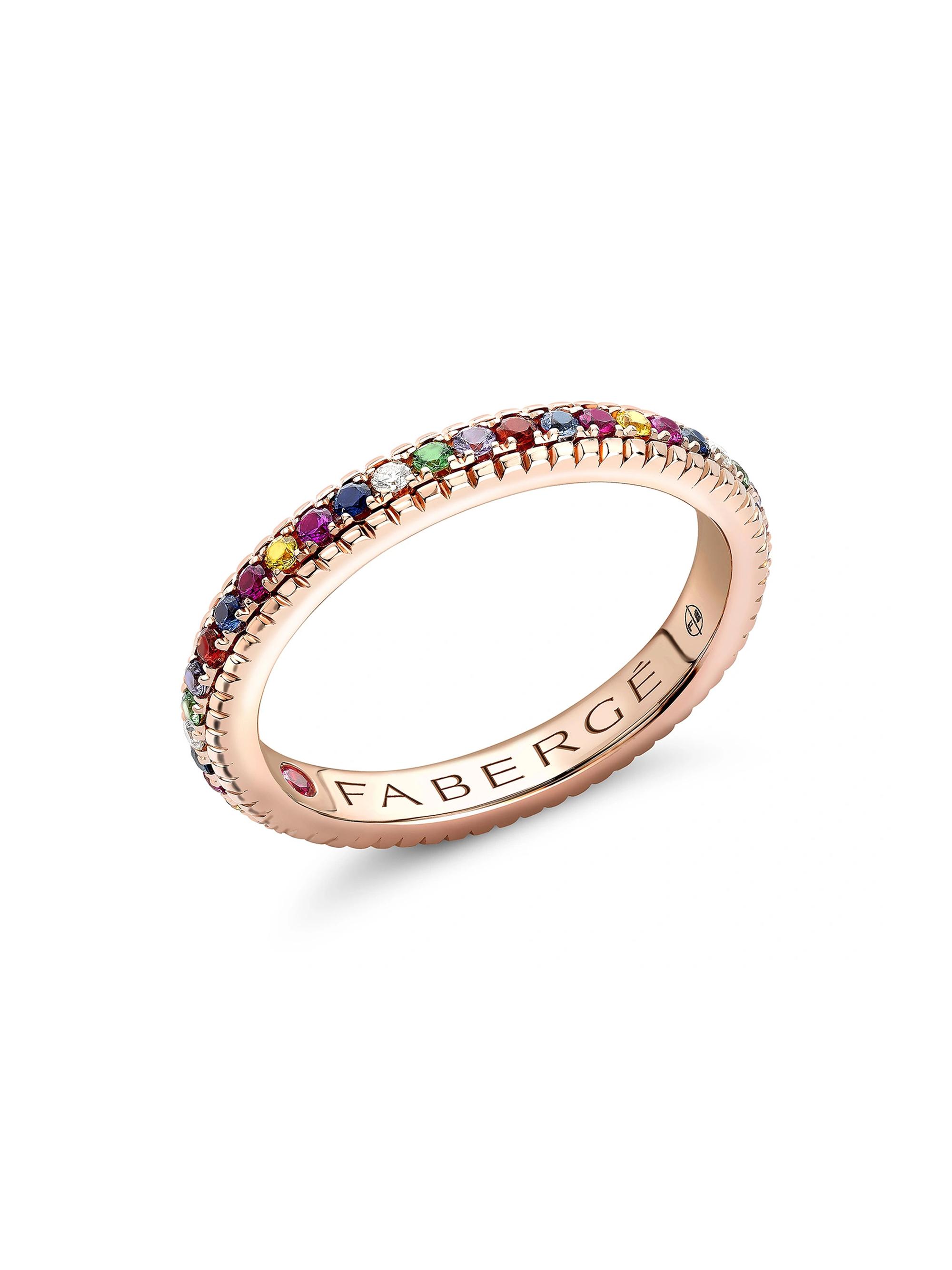 Fabergé Women's Colors of Love Rose Gold Multicolored Gemstone Fluted Eternity Ring