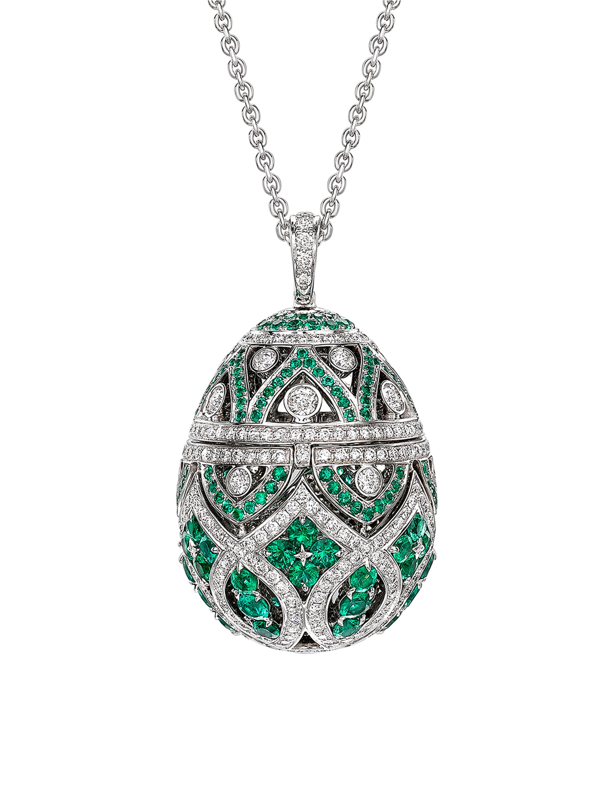 Fabergé Women's Imperial Zenya White Gold & Emerald Egg Pendant - Green