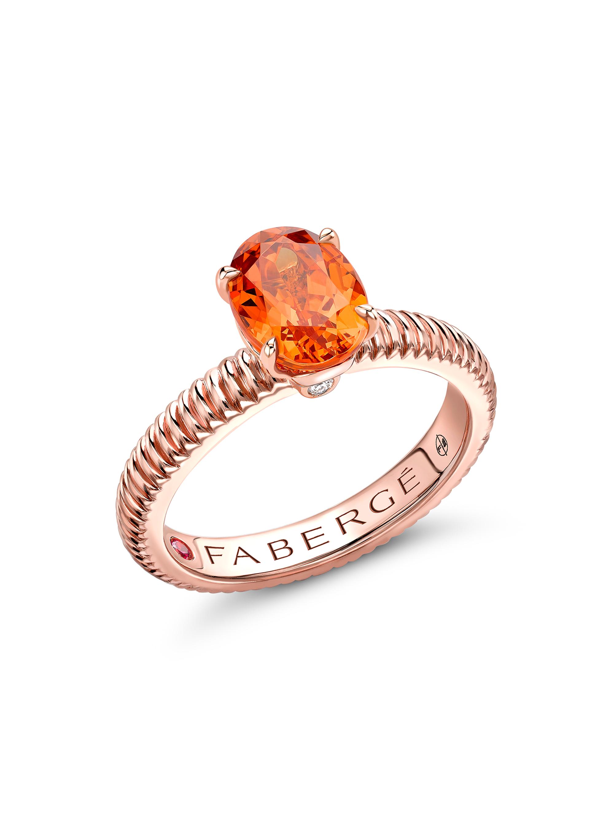 Fabergé Women's Colors of Love Rose Gold Spessartite Fluted Ring - Orange