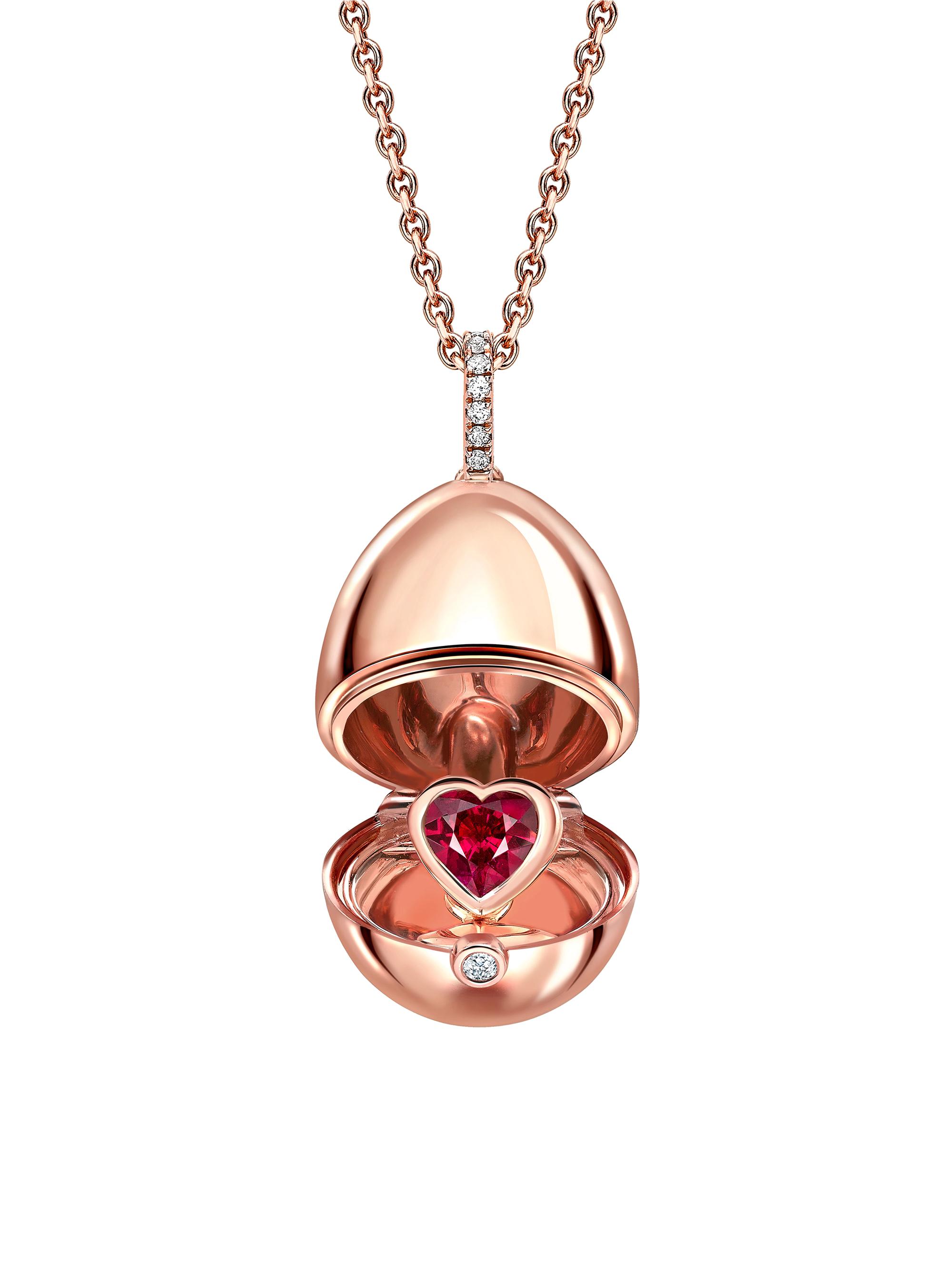 Fabergé Women's Essence Rose Gold Heated Ruby Heart Surprise Locket - Red