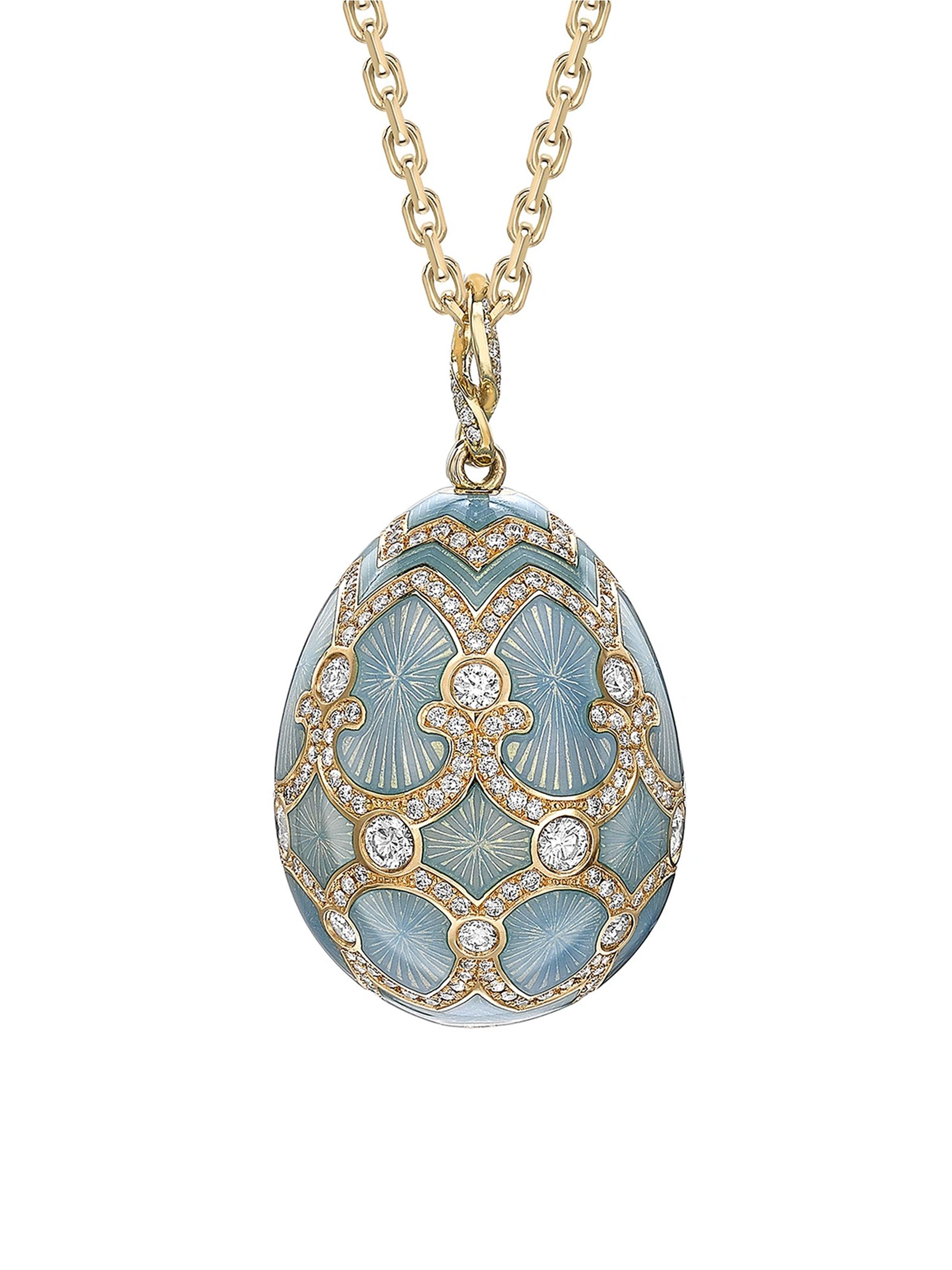 Fabergé Women's Heritage Yellow Gold Diamond & Turquoise Guilloché Enamel Grande Egg Pendant - Turquoise