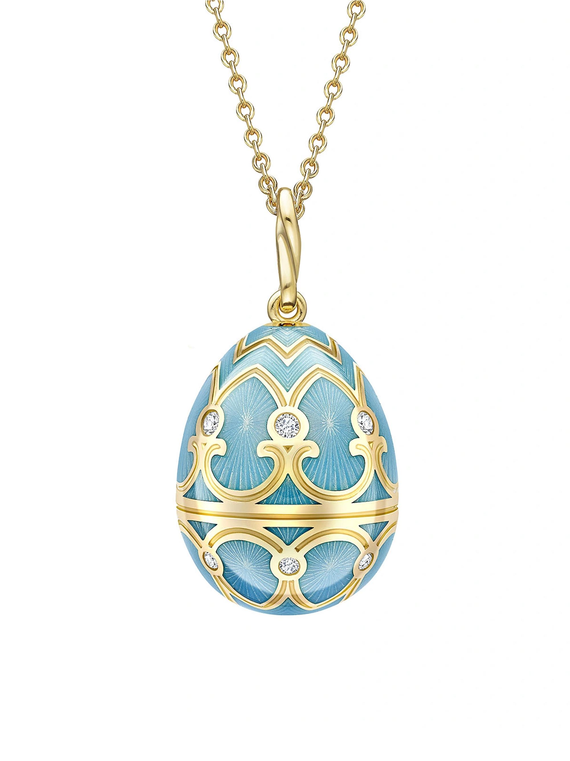 Fabergé Women's Heritage Yellow Gold Diamond & Turquoise Guilloché Enamel Egg Pendant - Turquoise