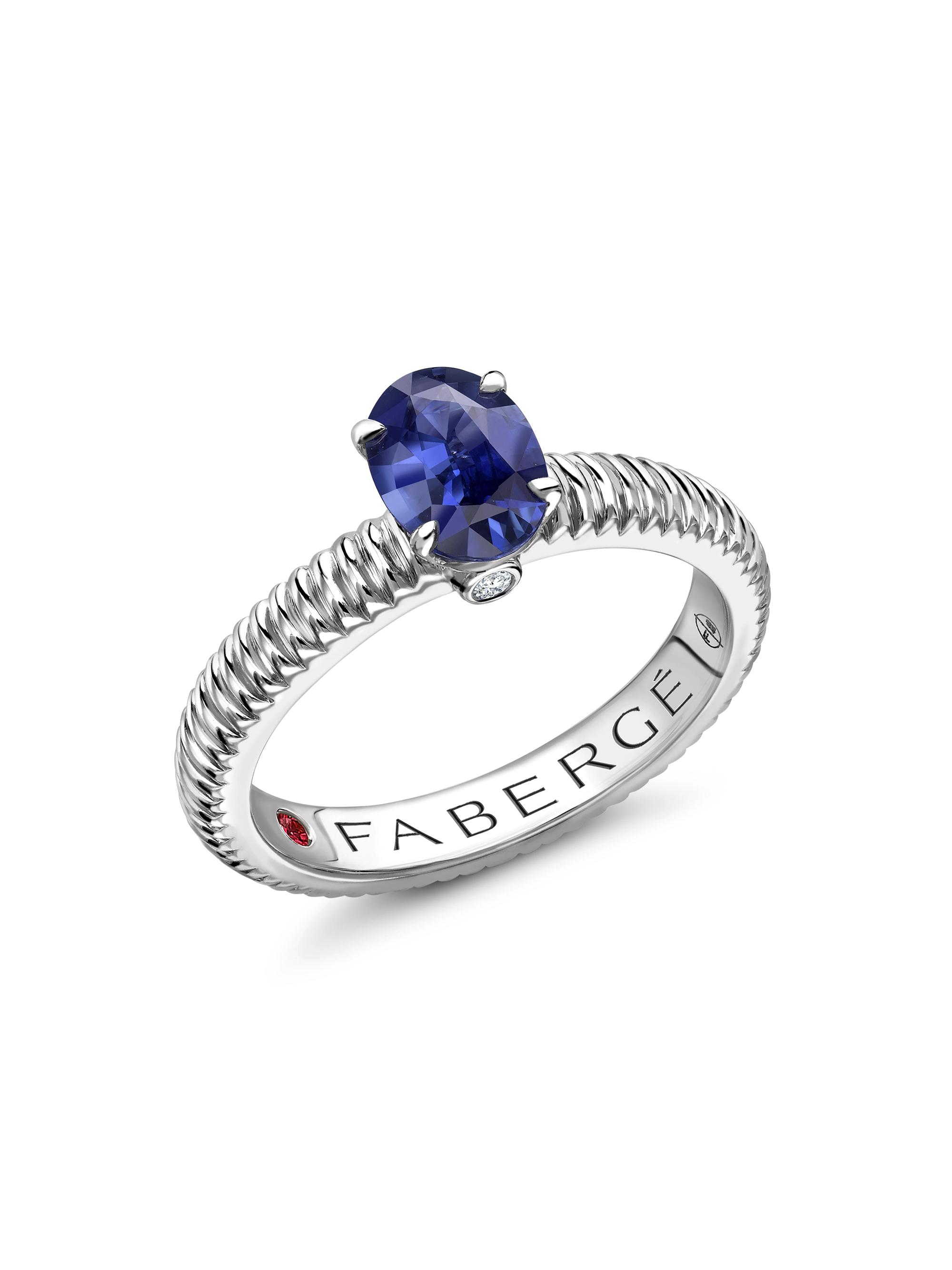 Fabergé Women's Colors of Love White Gold Blue Sapphire Fluted Ring - Blue