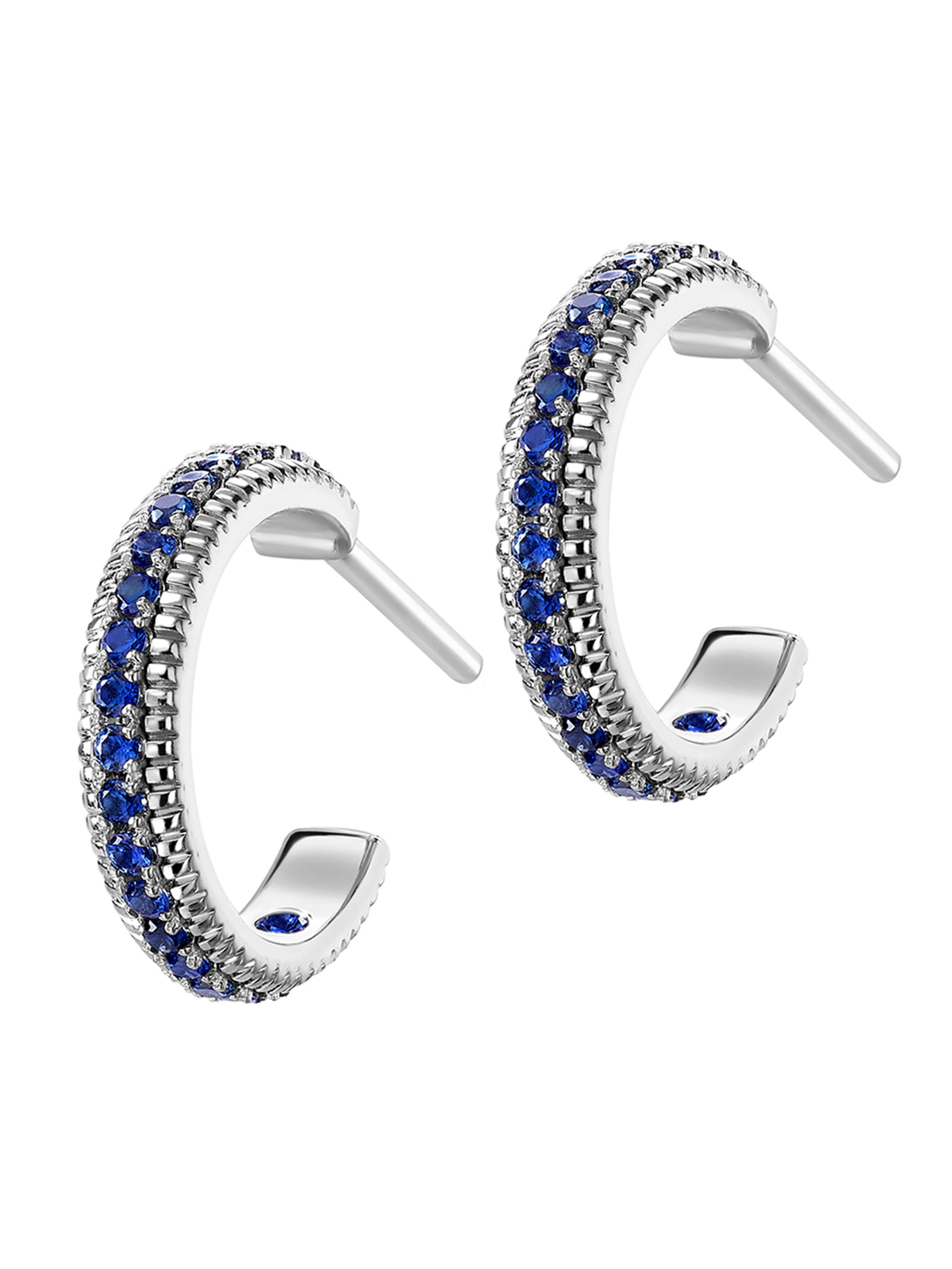 Fabergé Women's Colours of Love White Gold & Blue Sapphire Fluted Hoop Earrings - Blue