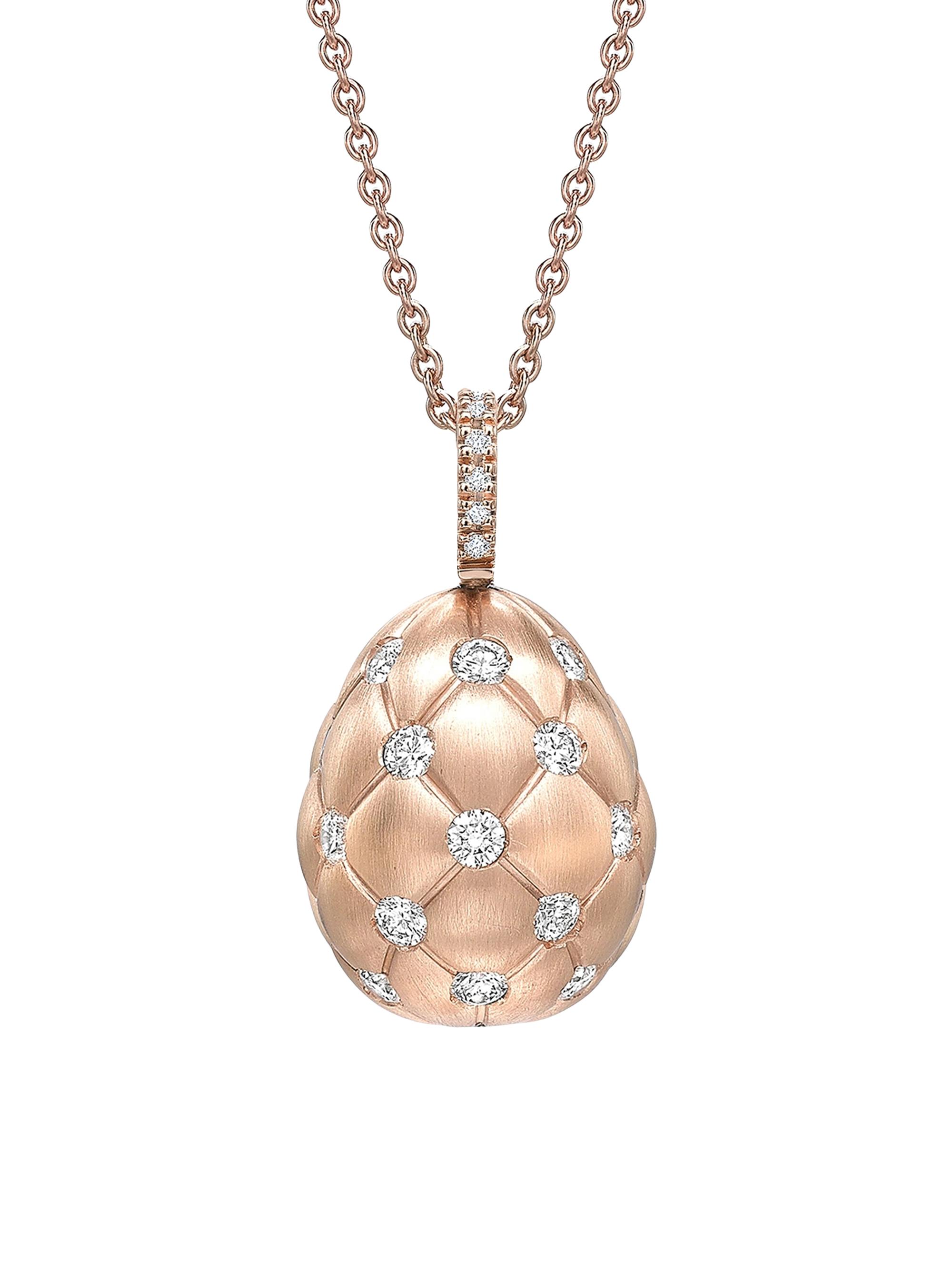 Fabergé Women's Treillage Brushed Rose Gold & Diamond Set Egg Pendant - Rose Gold