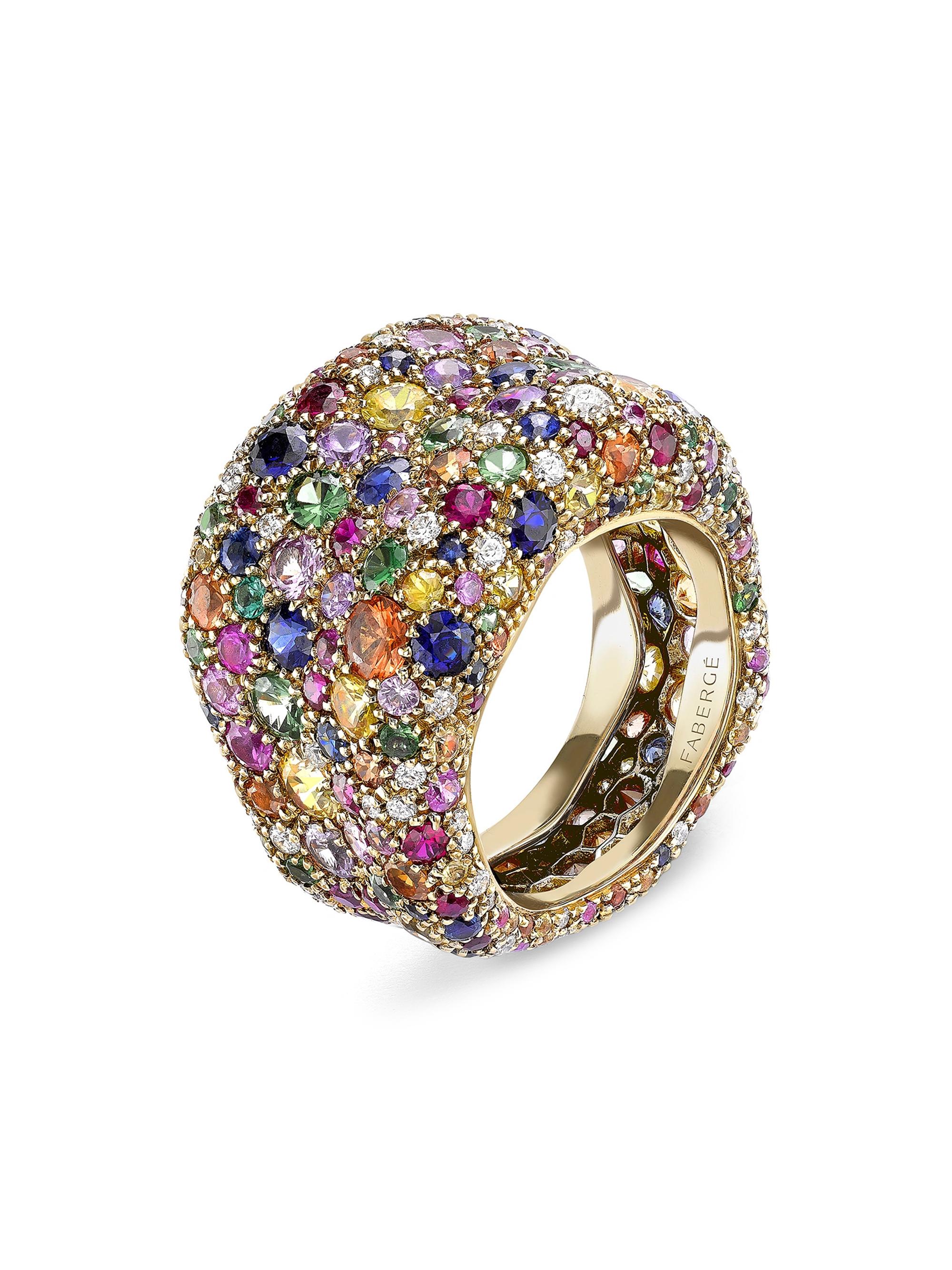 Fabergé Women's Emotion Yellow Gold Multicoloured Gemstone Grande Ring