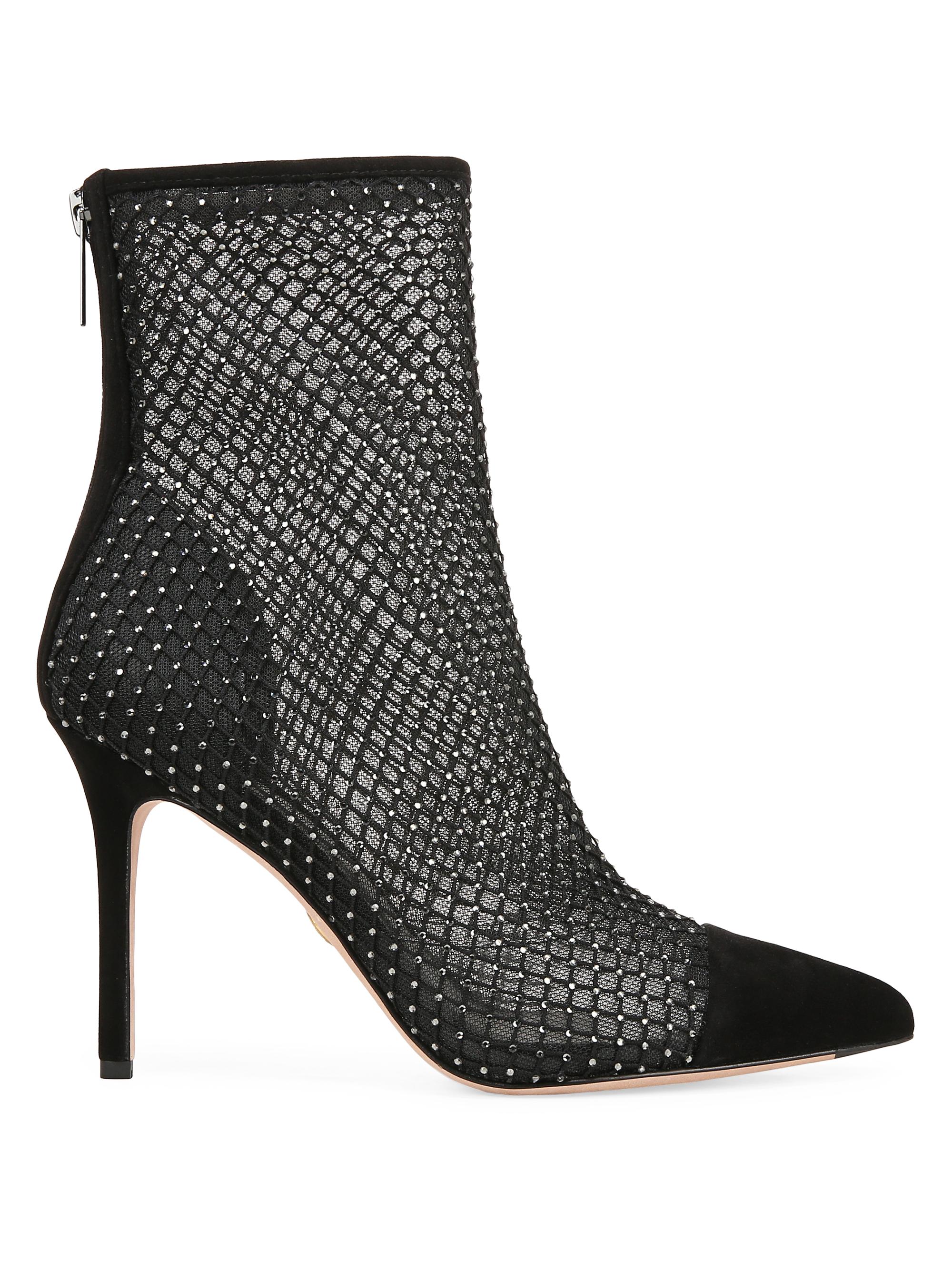 Veronica Beard Women's Lisa Cap-Toe Mesh Booties - Black Diamond