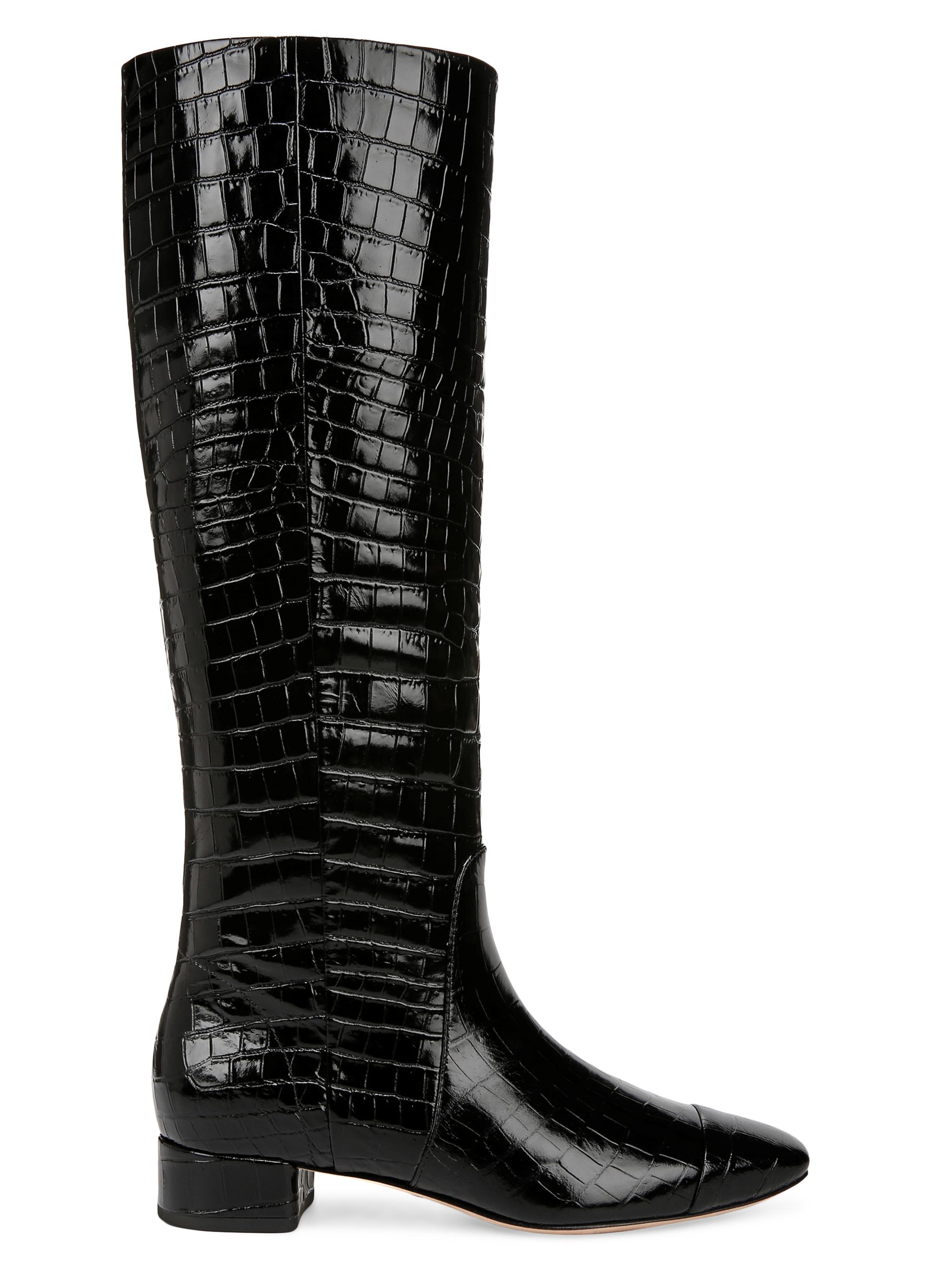 Veronica Beard Cecile Croc-Embossed Leather Boots | Saks Fifth Avenue