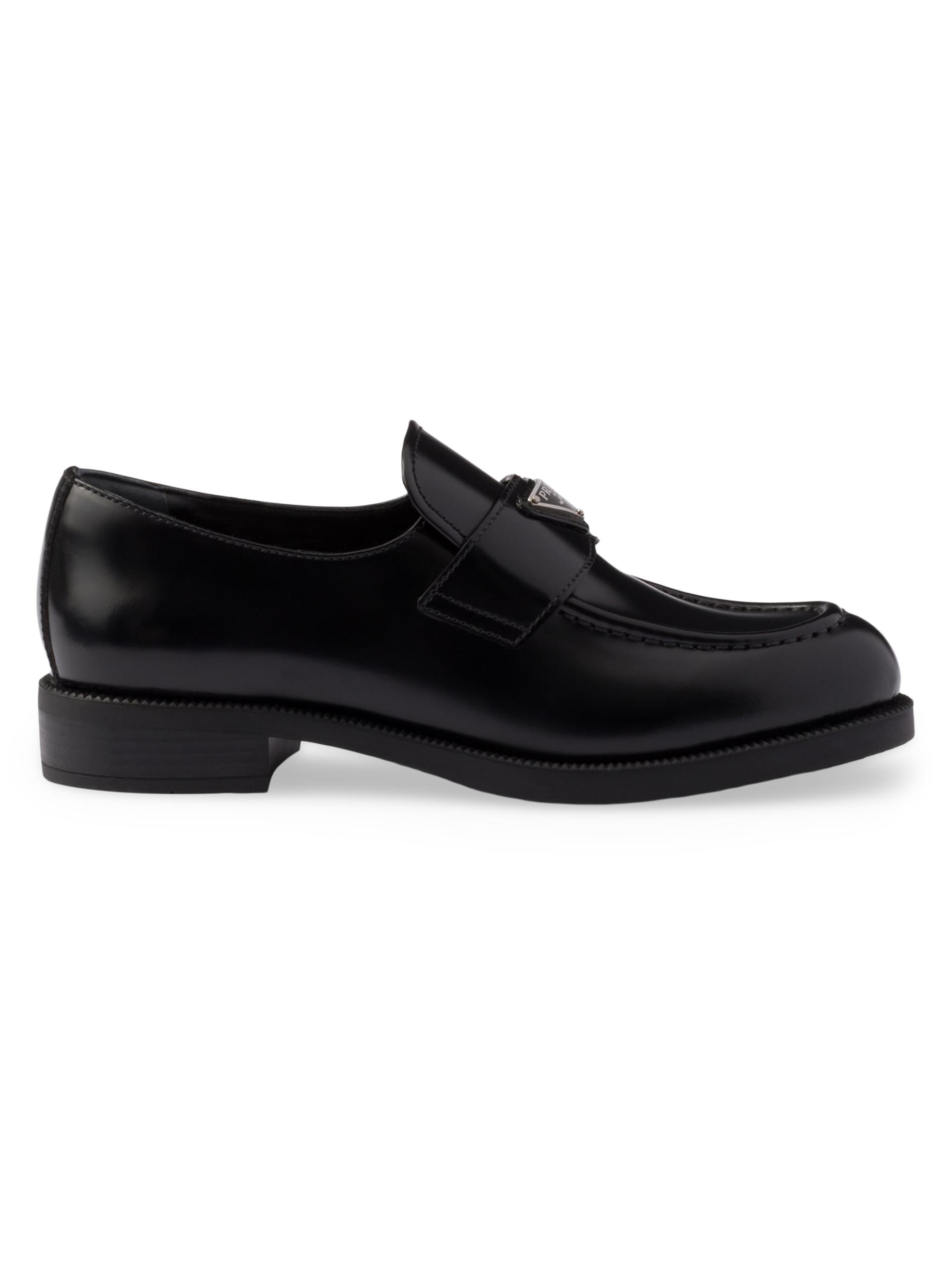 Prada Women's Brushed Leather Loafers - Black
