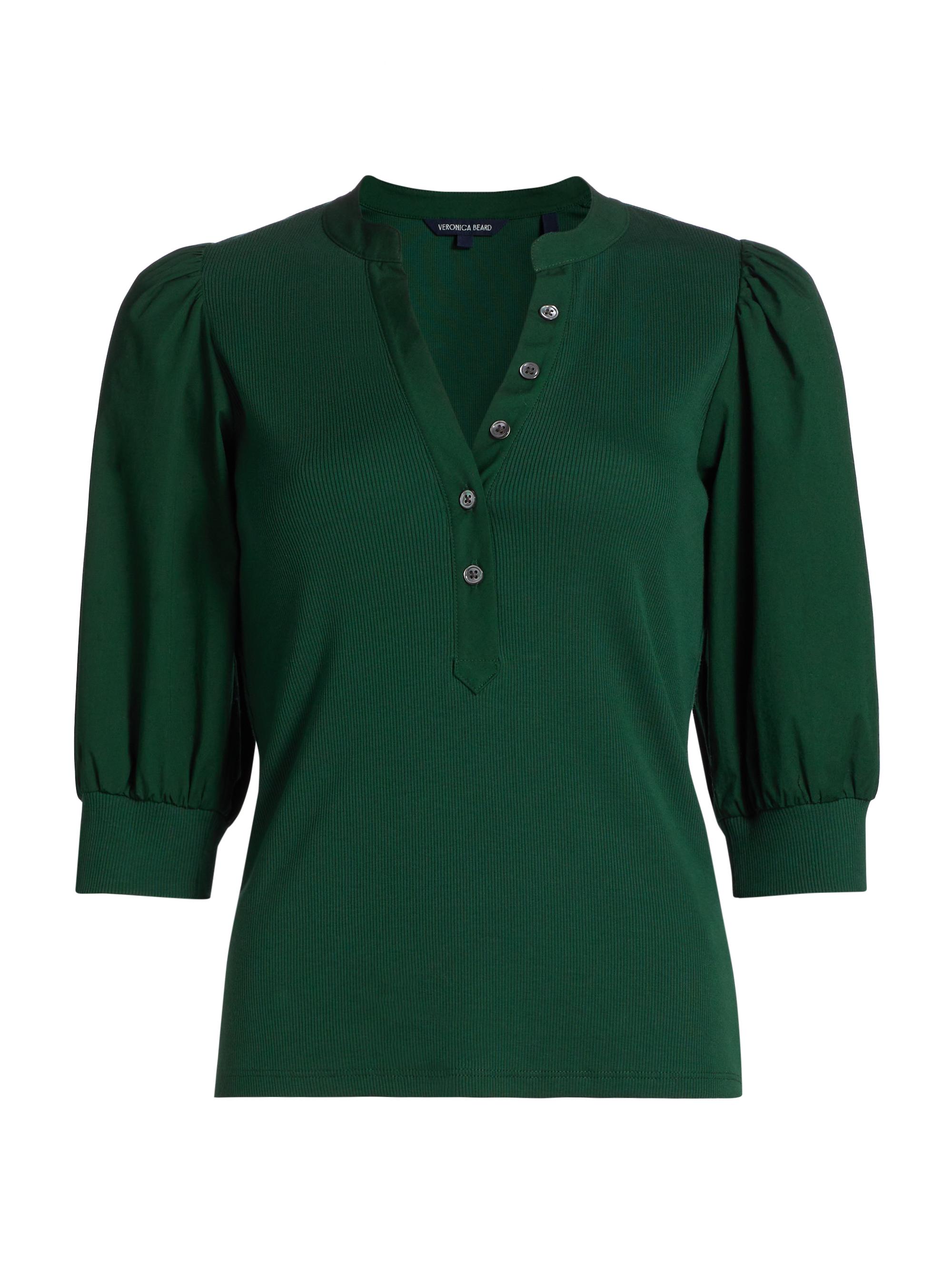 Veronica Beard Women's Coralee Stretch Cotton Short-Sleeve Top - Pine