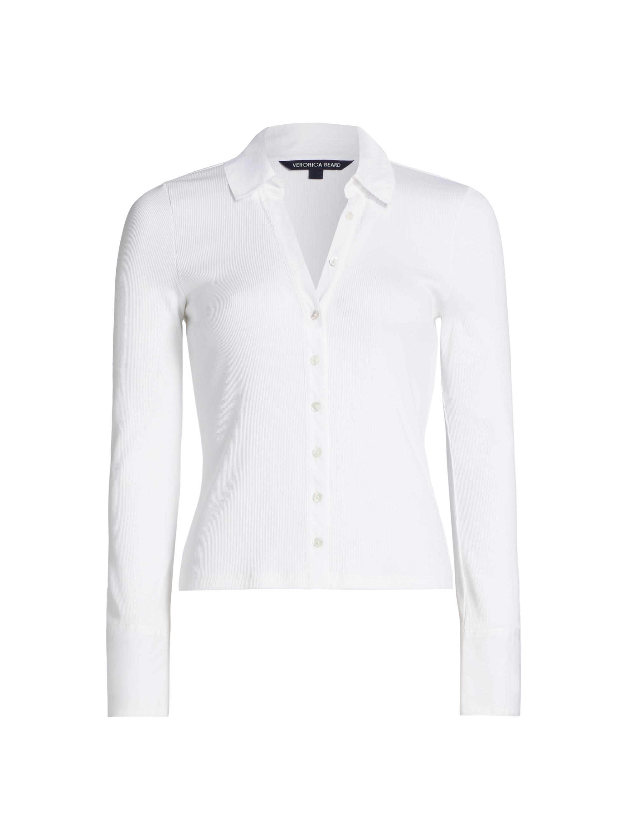 Veronica Beard Women's Scottie Stretch Cotton Long-Sleeve Shirt - White