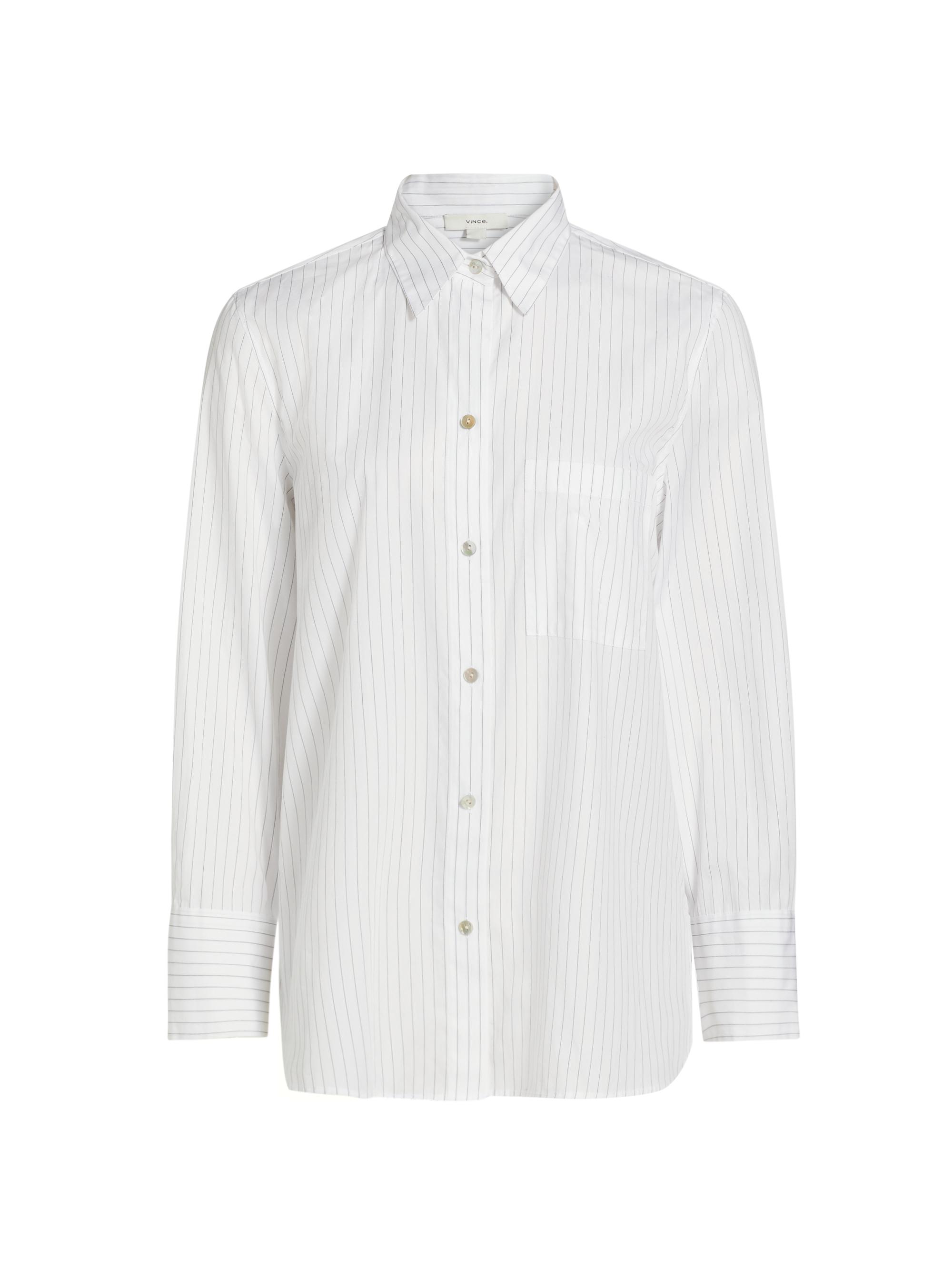 Vince Women's Striped Cotton Long-Sleeve Shirt - Optic White Black