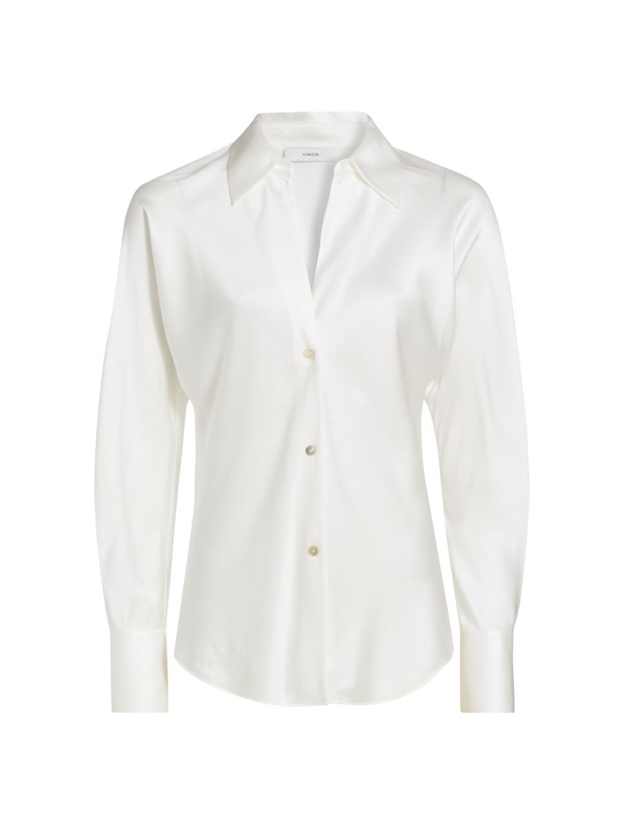 Vince Women's Silk Long-sleeve Blouse In White