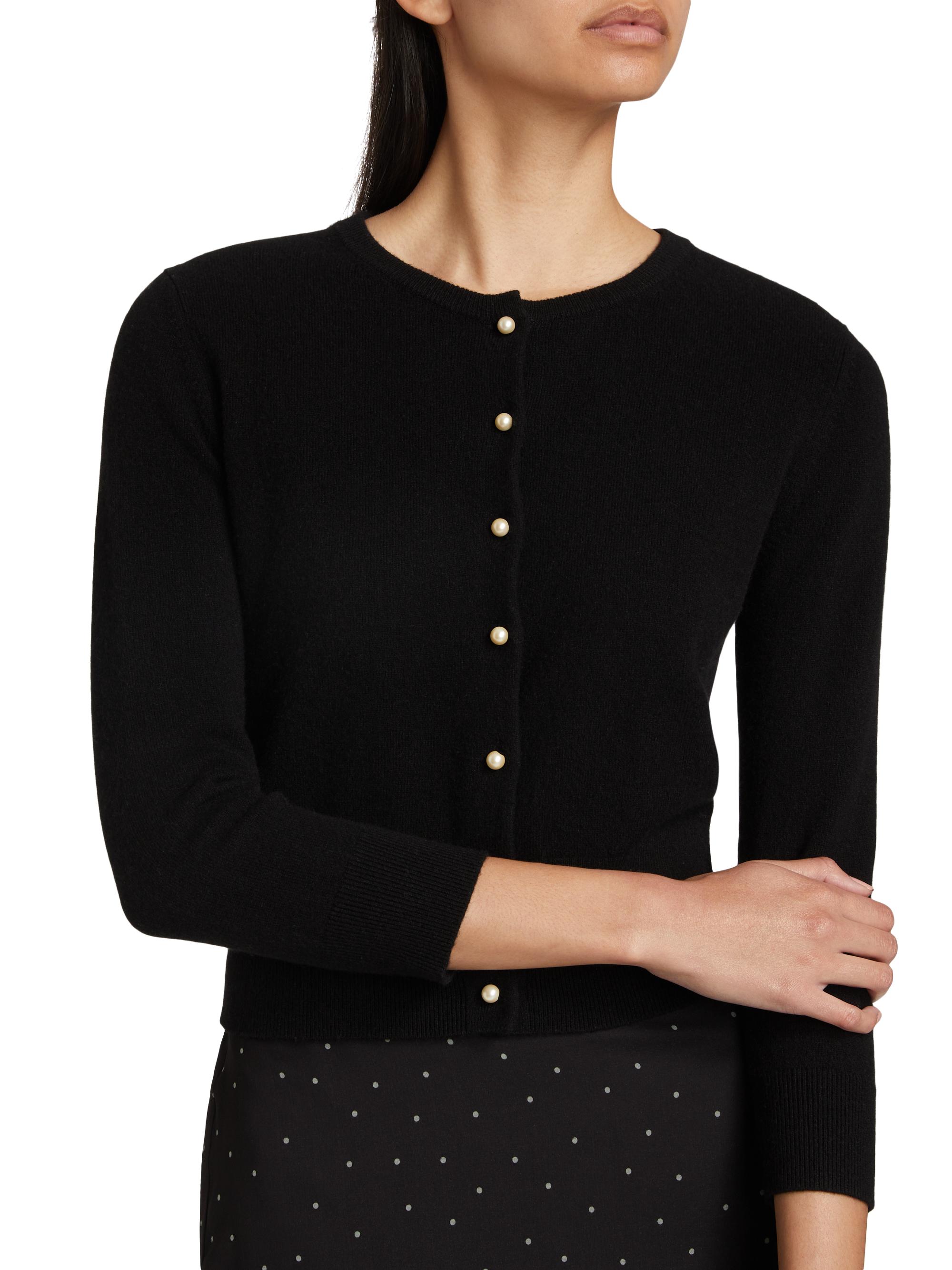 Lace Trimmed Pearl-Button Cardigan Shop Vince Wool & Cashmere Knit